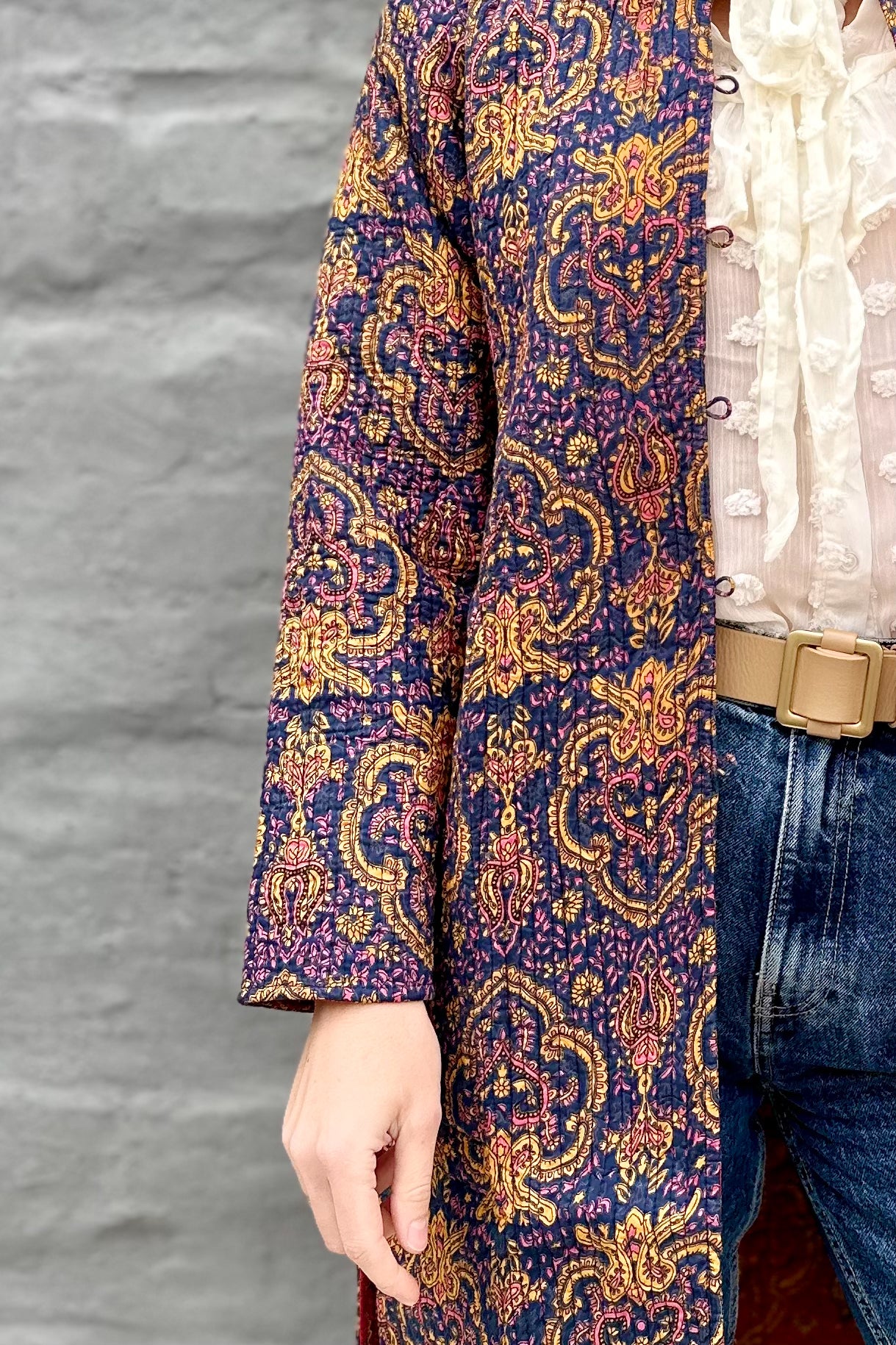 Quilted Cotton Coat In Navy Baroque