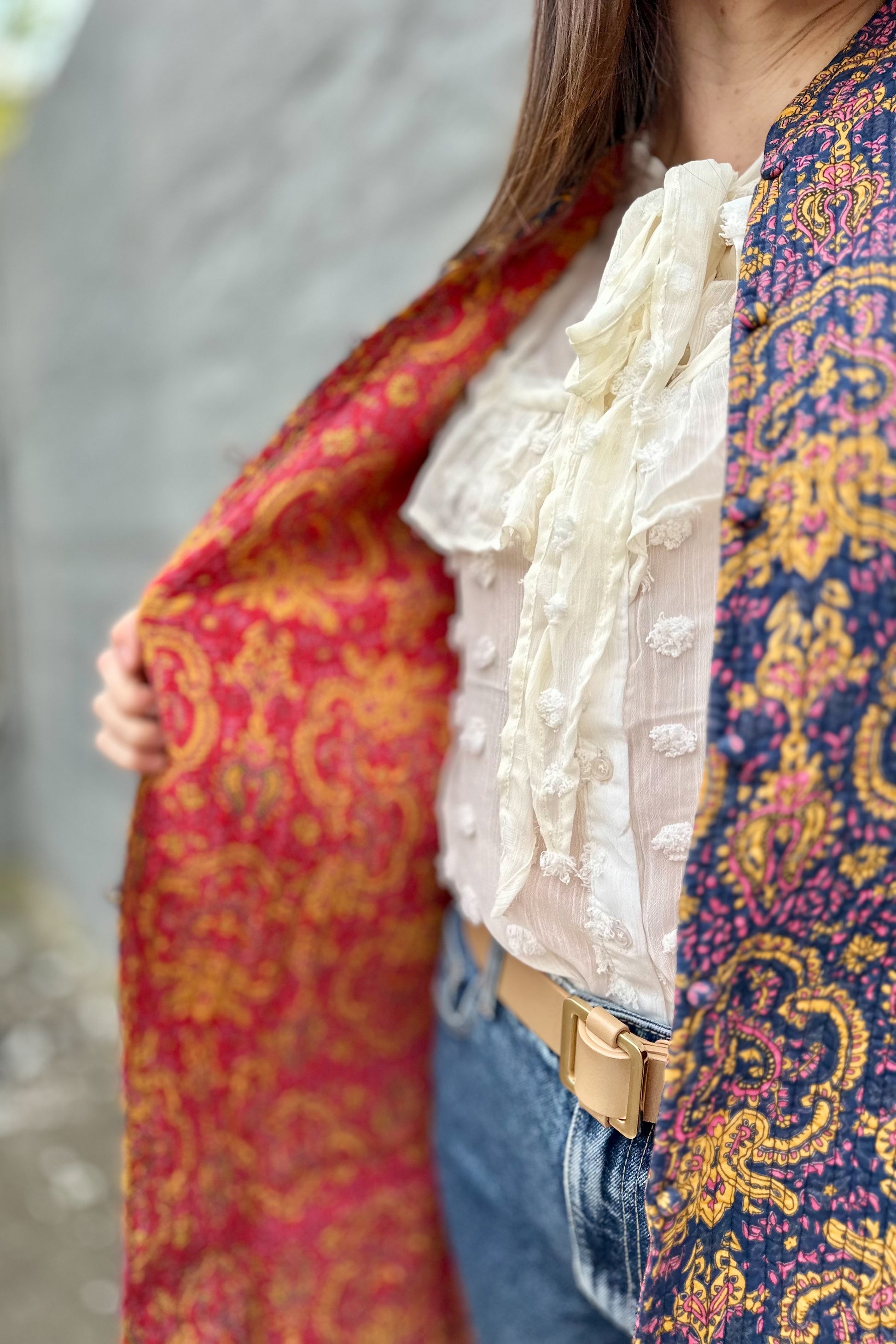 Quilted Cotton Coat In Navy Baroque