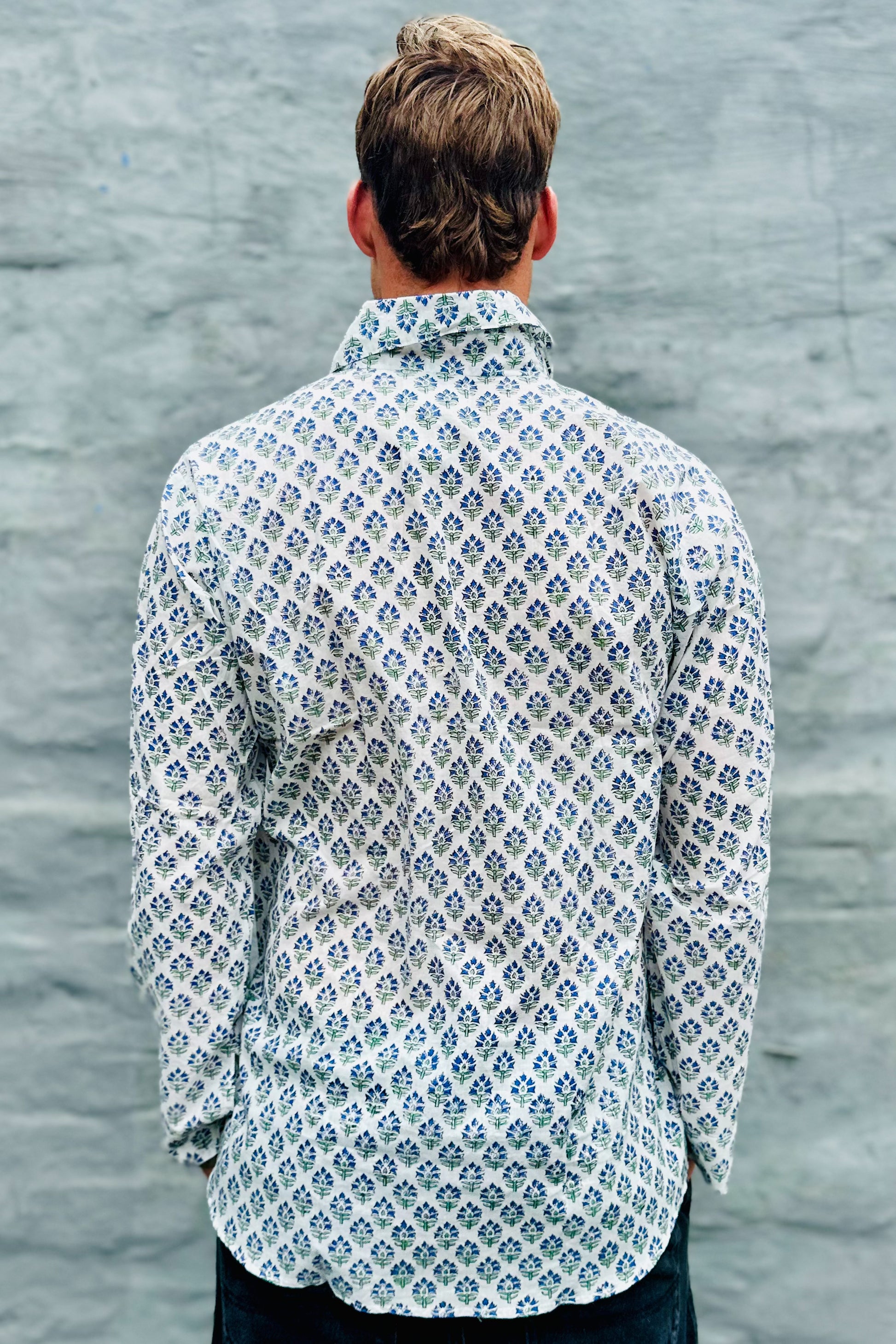 Men's Long Sleeve Shirt In Blue Lily