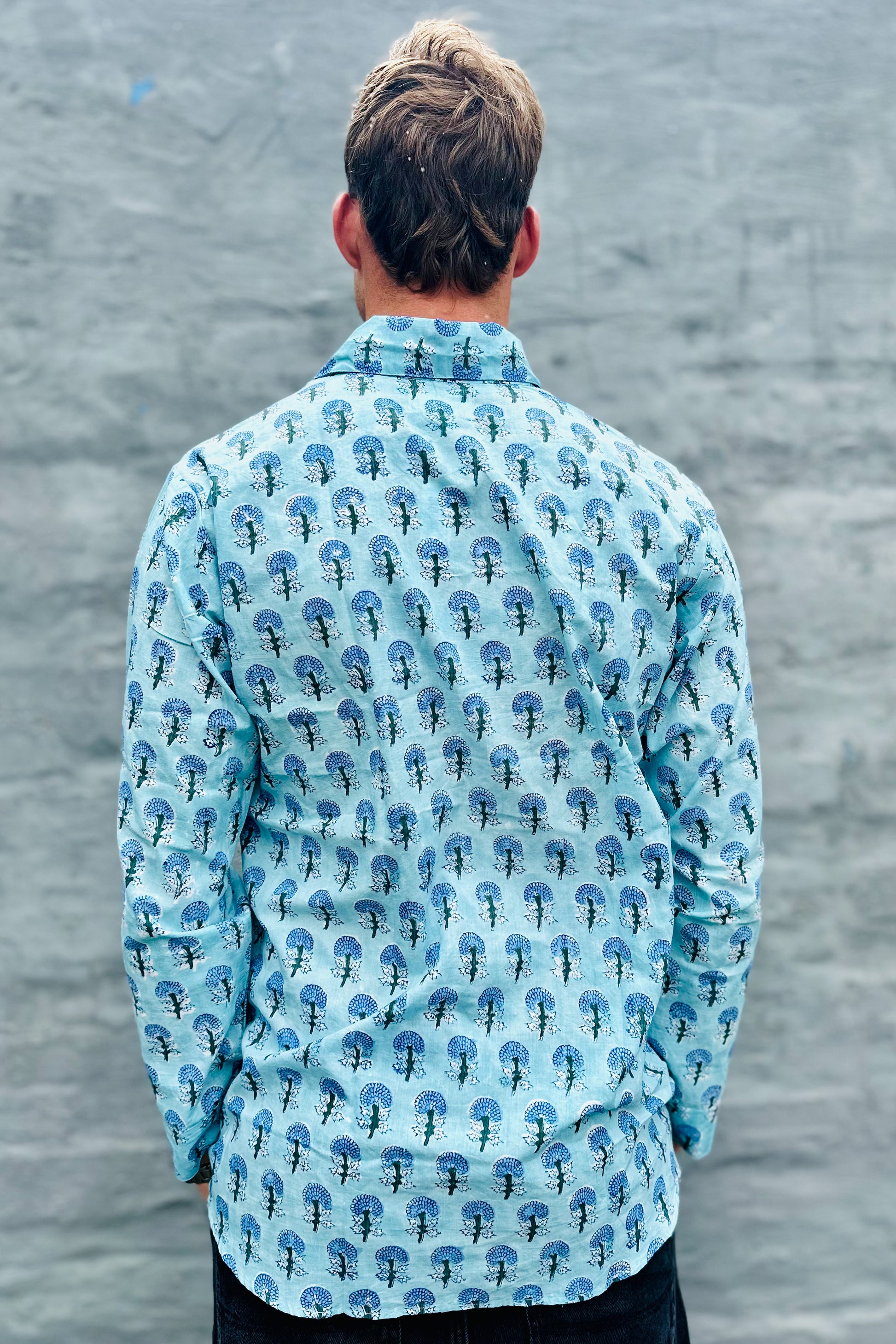 Men's Long Sleeve Shirt In Sky Dahlia