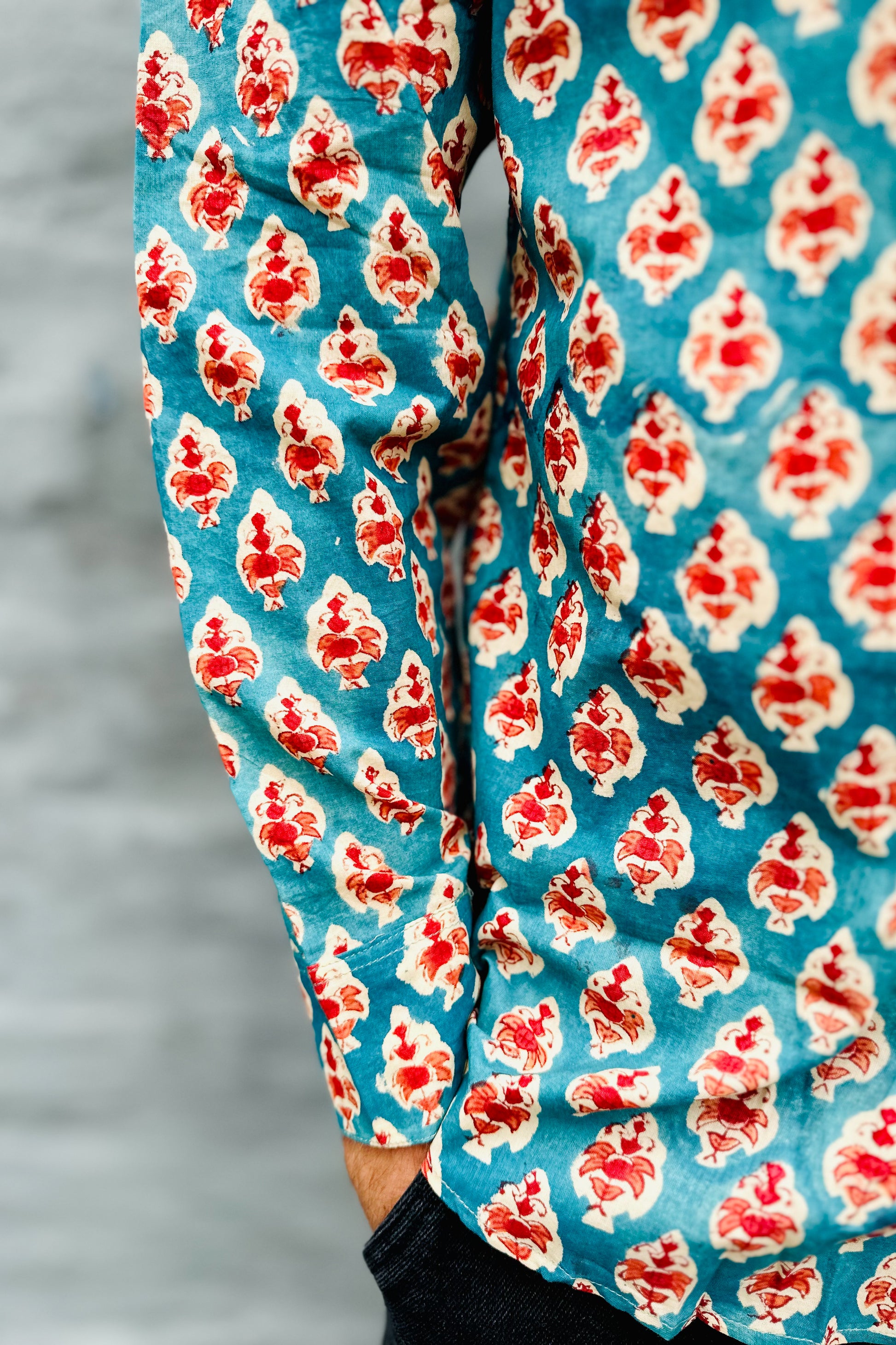 Men's Long Sleeve Shirt In Fiery Teal