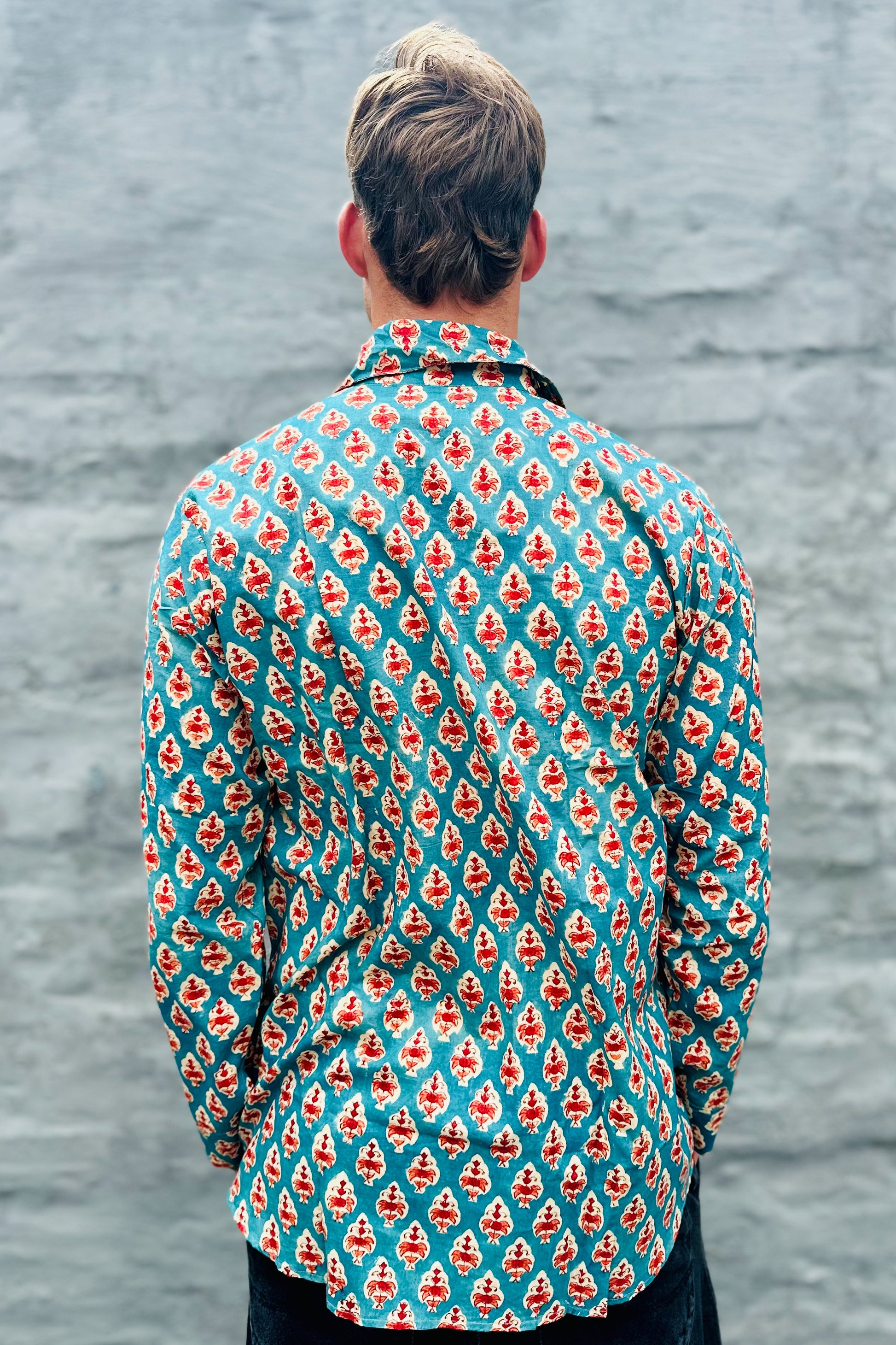 Men's Long Sleeve Shirt In Fiery Teal