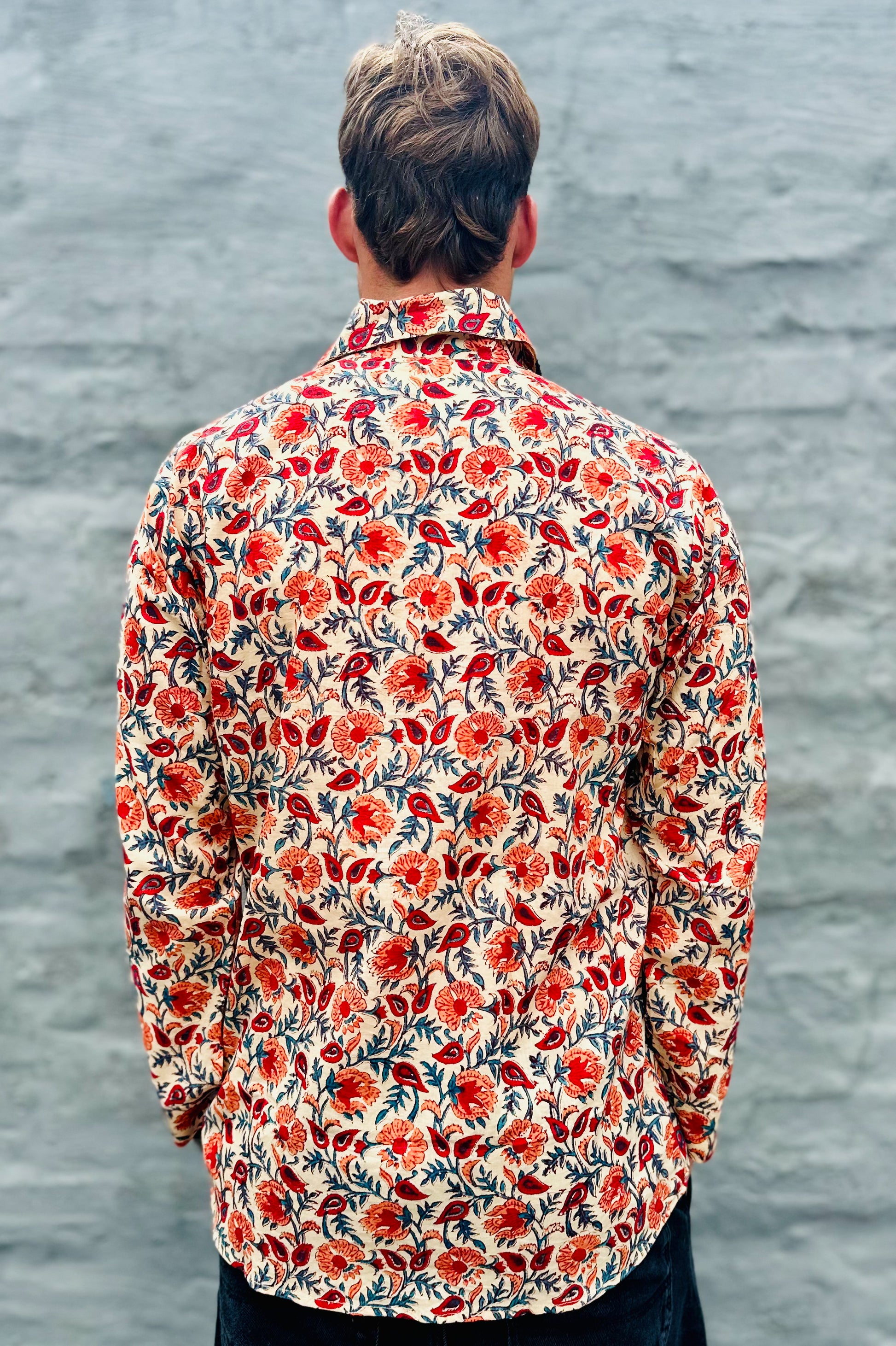 Men's Long Sleeve Shirt In Warm Botanical