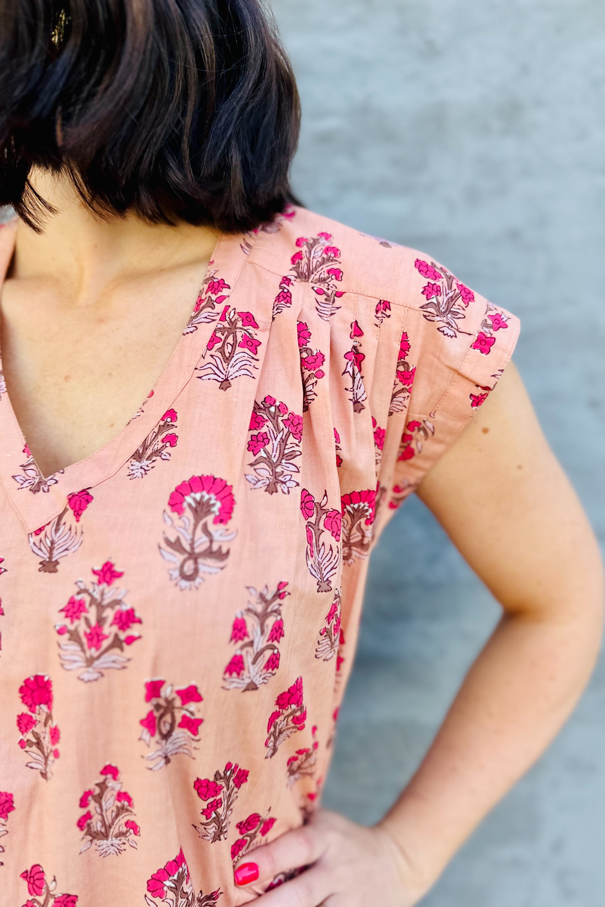 Savita Dress In Peach Posy