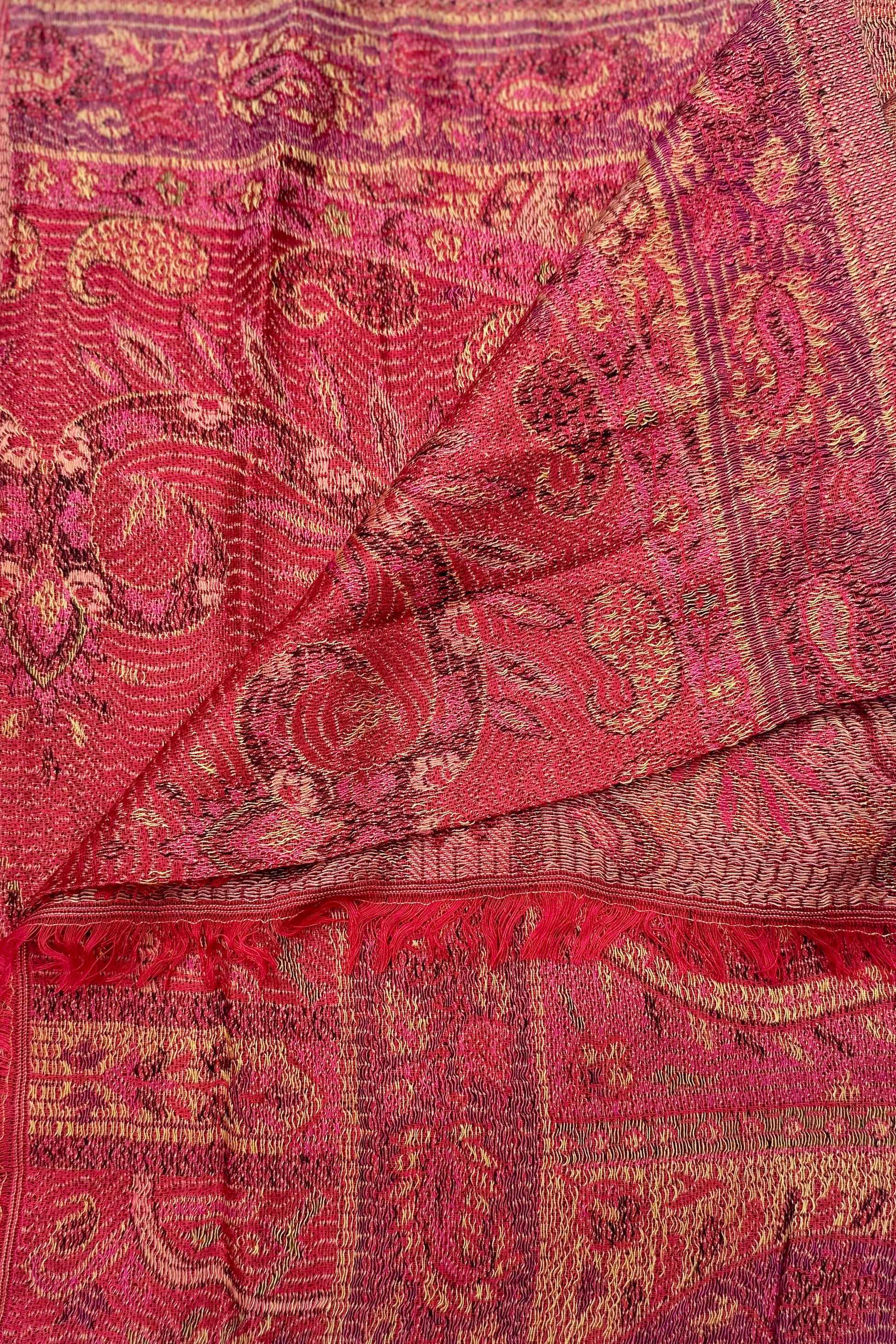 Cashmere & Bamboo Scarf In Crimson Paisley
