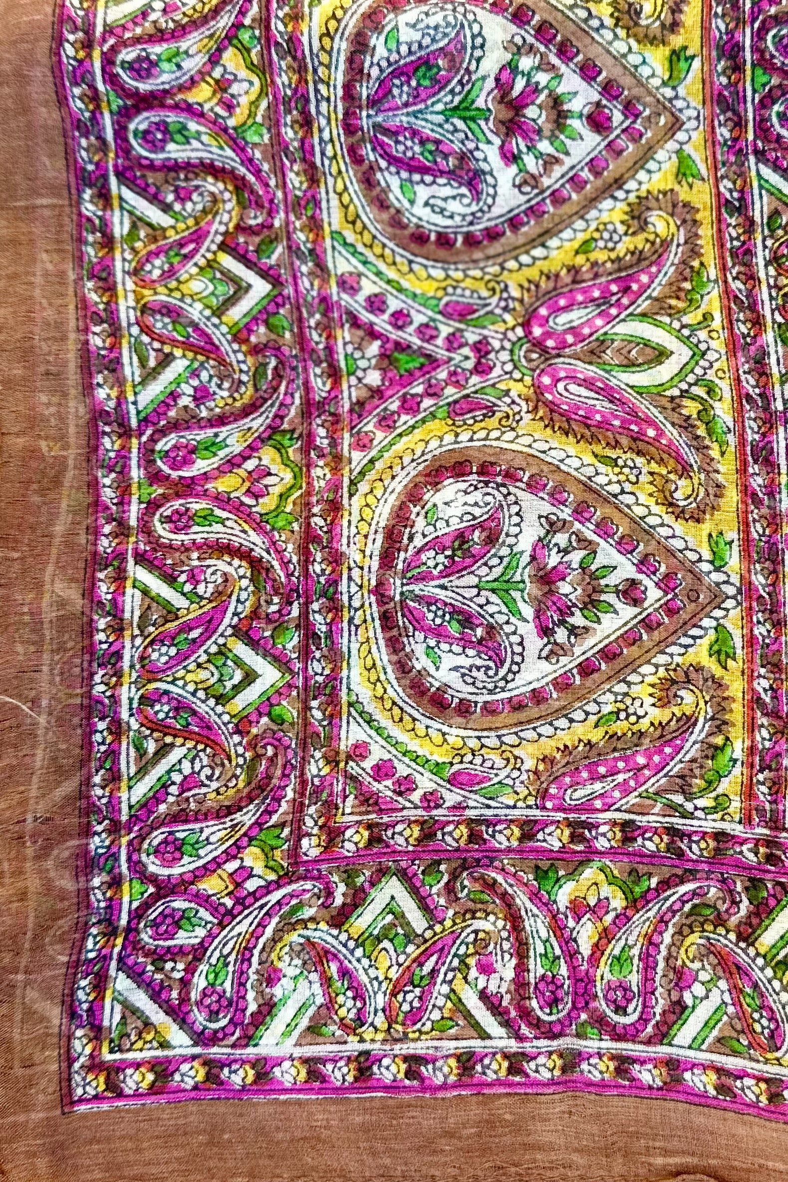 Silk Scarf In Tan Paisley