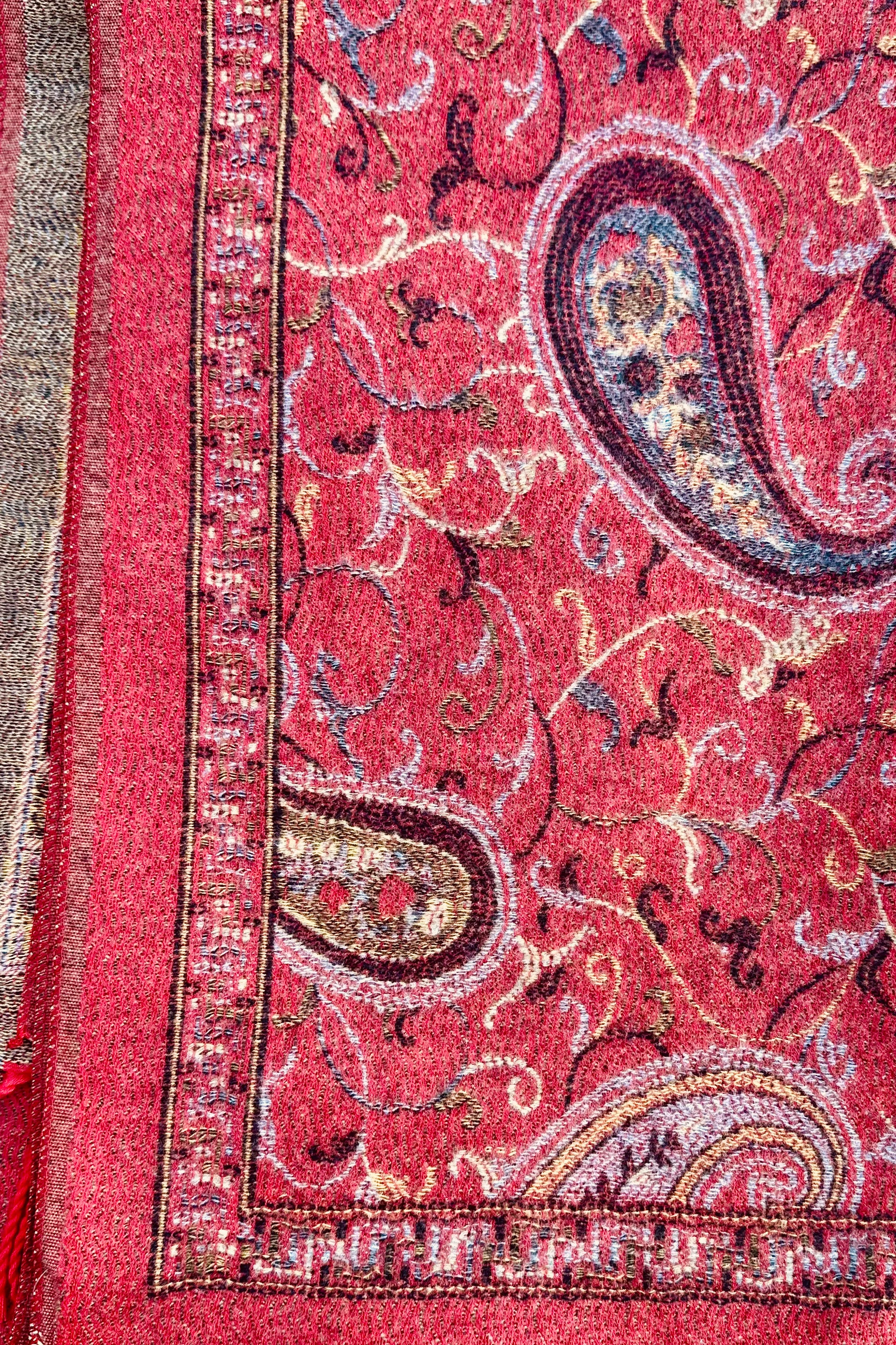 Cashmere Pashmina In Rust Paisley