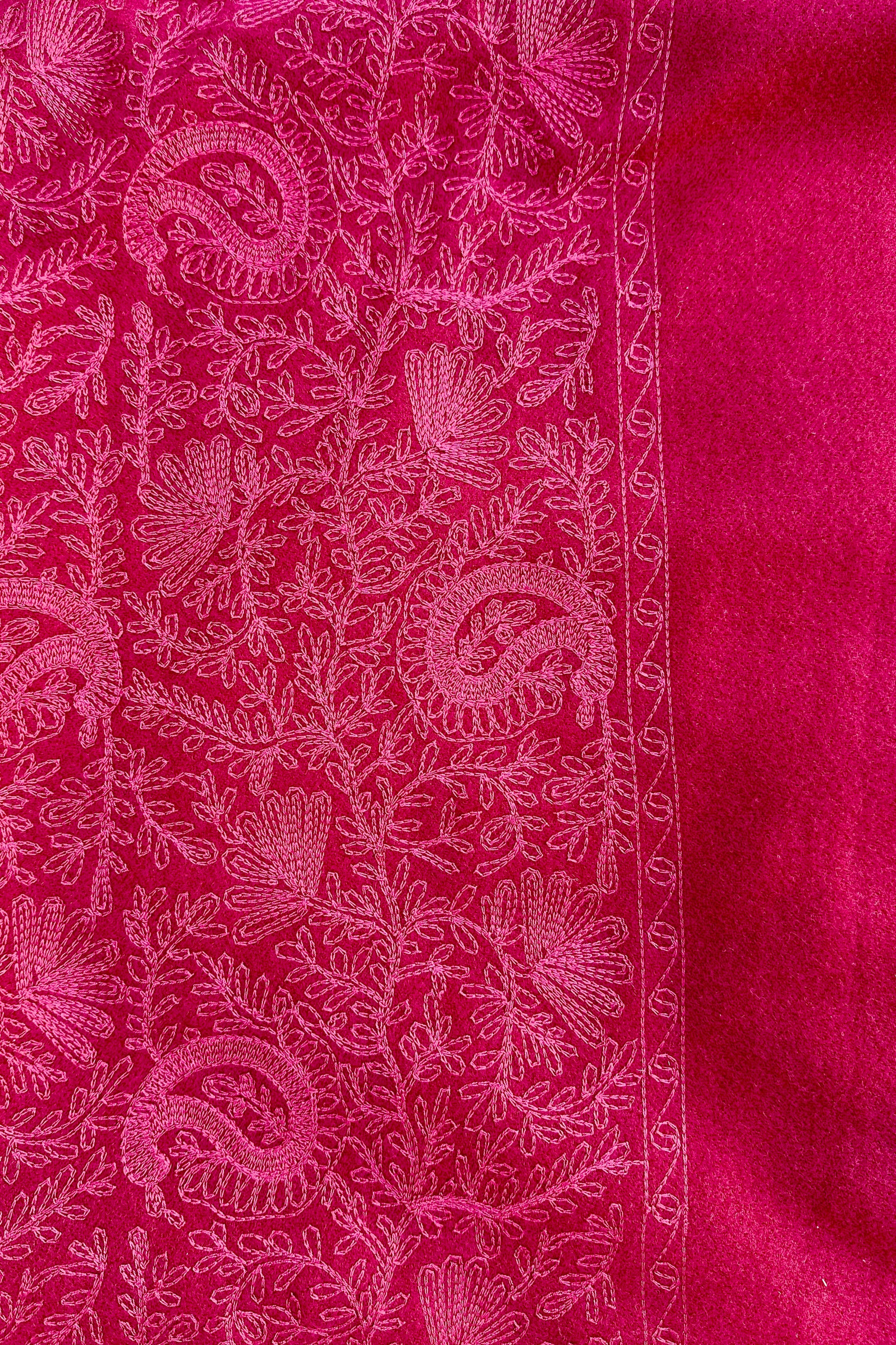 Embroidered Cashmere Pashmina In Burgundy