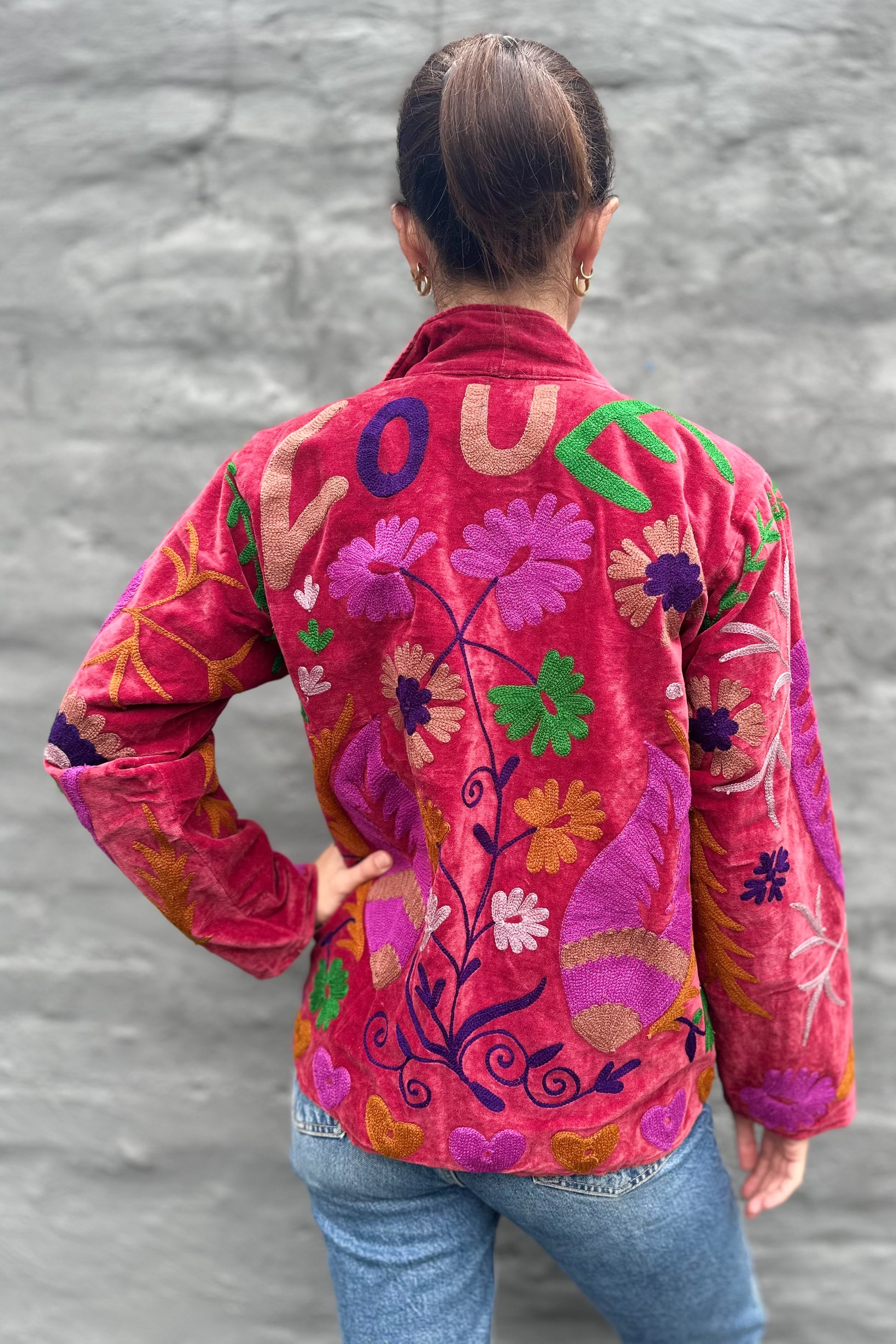 Velvet Love Jacket In Rouge