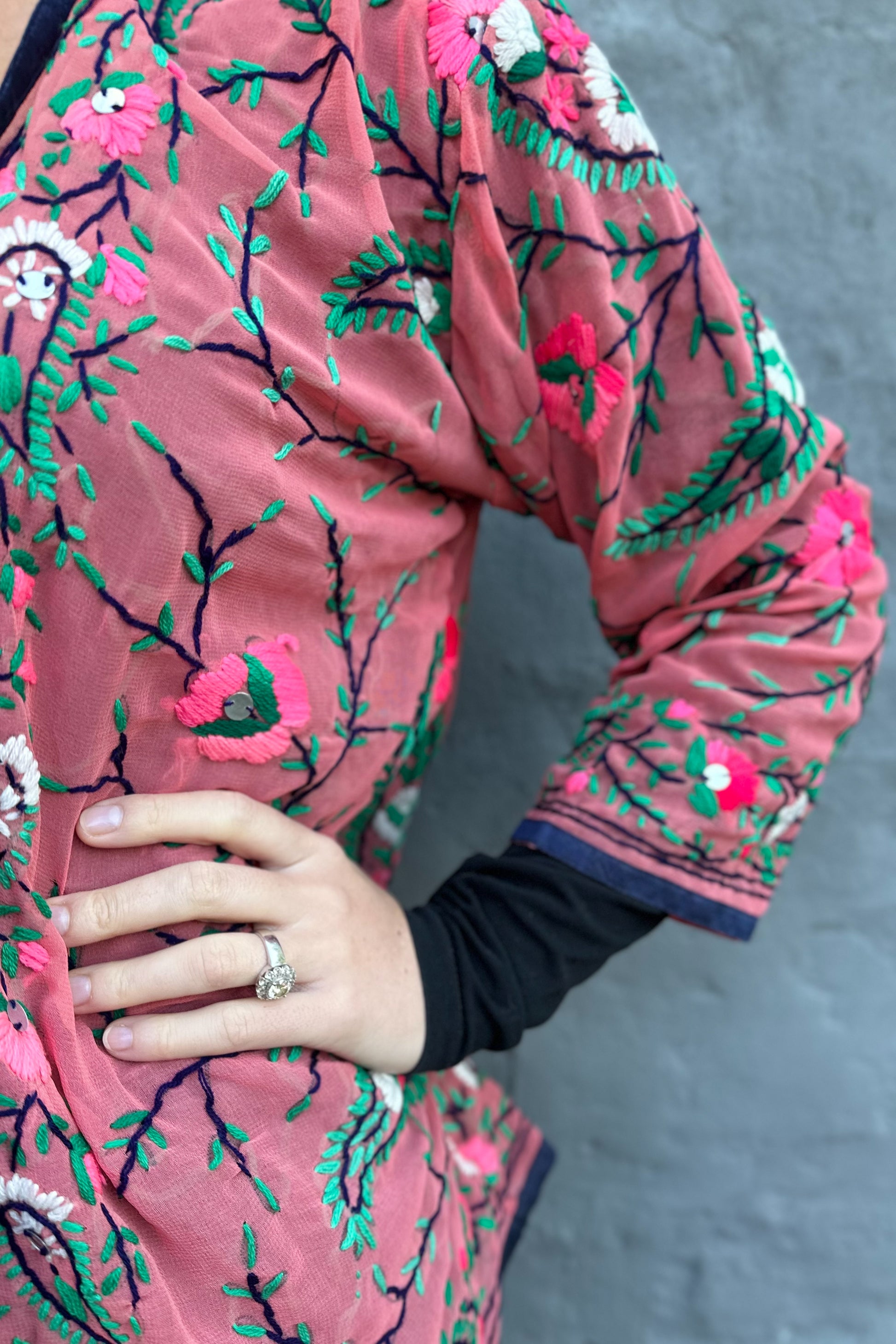 Phulkari Jacket In Peachy Pink