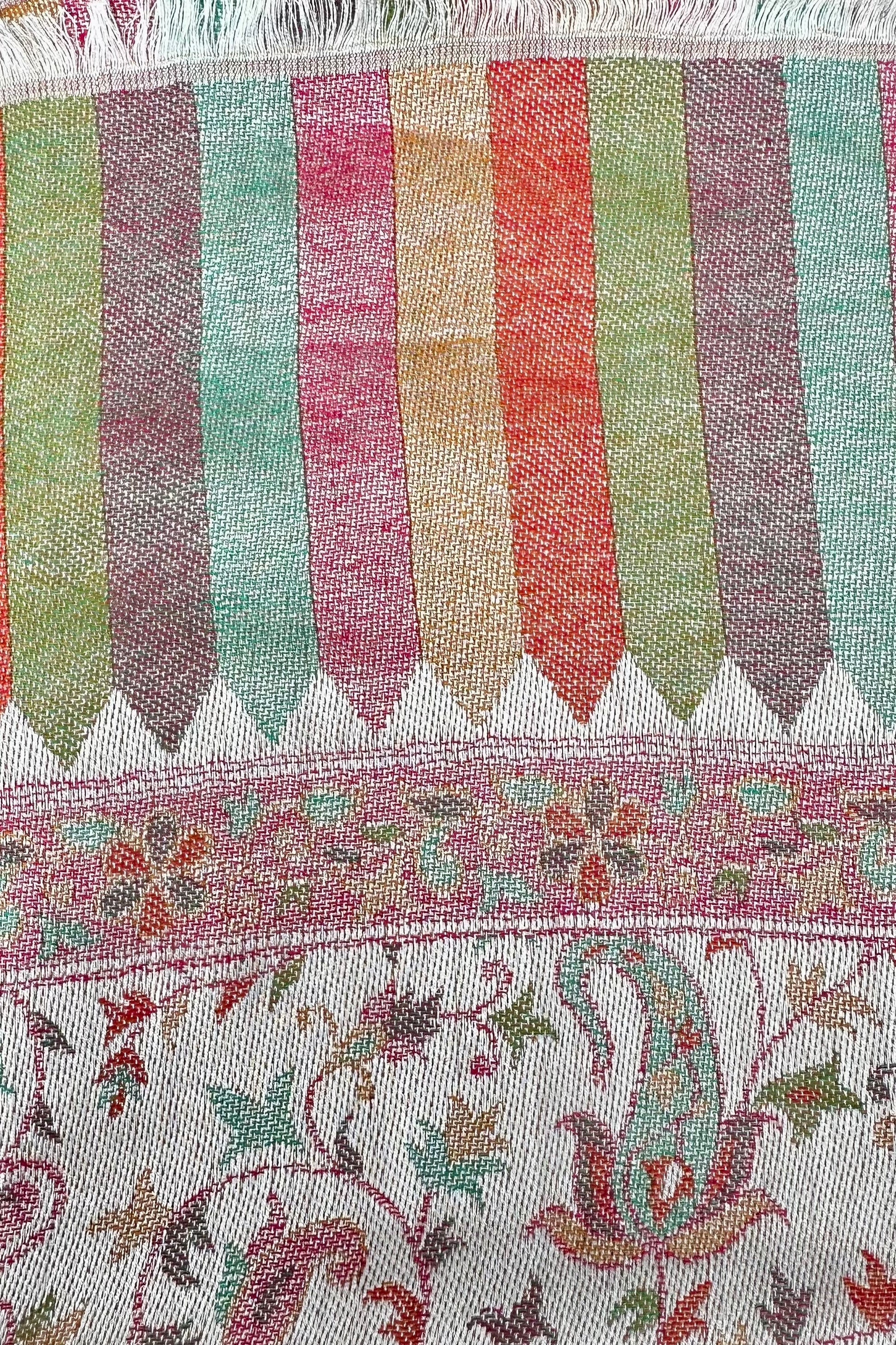 Cashmere & Bamboo Scarf In Beige Floral