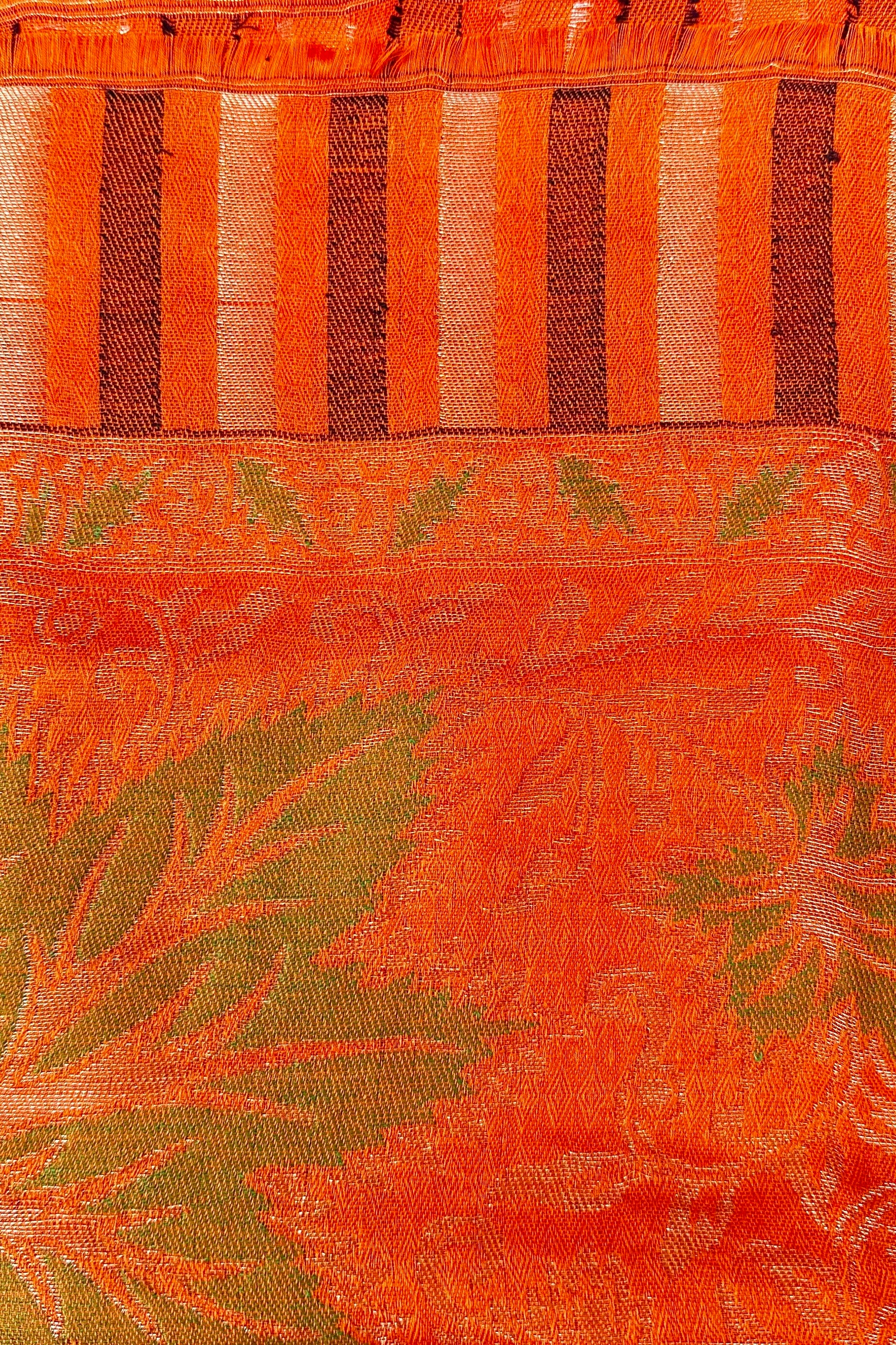 Cashmere & Bamboo Scarf In Autumnal Orange