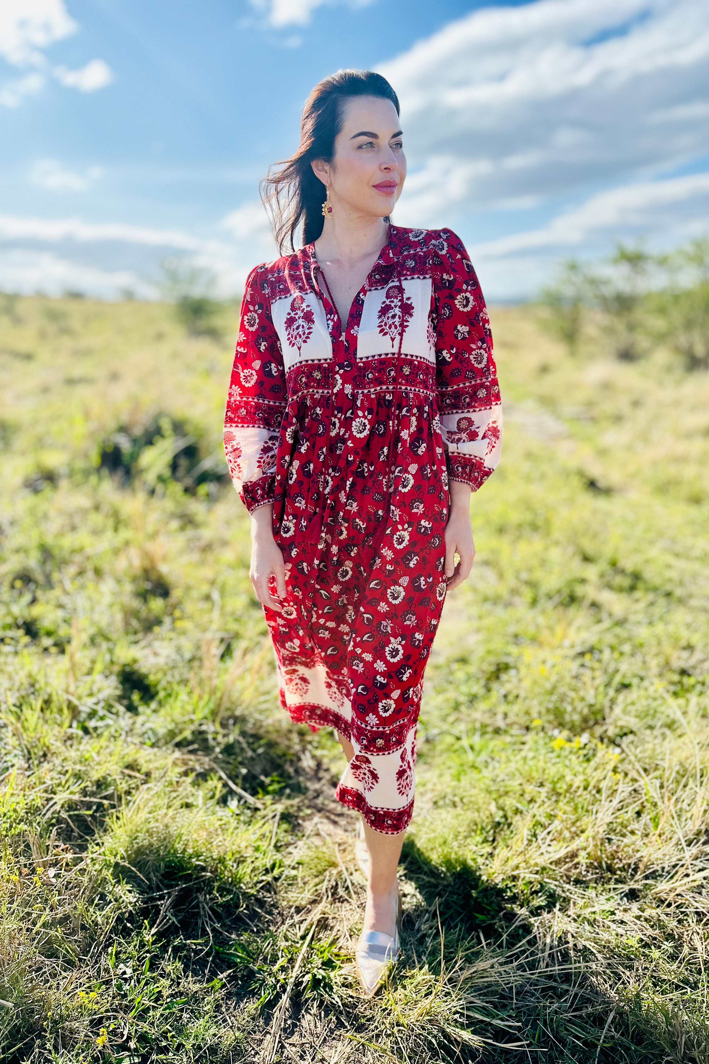bohemian style dresses south africa Boho Style Paisely Dress - Blue