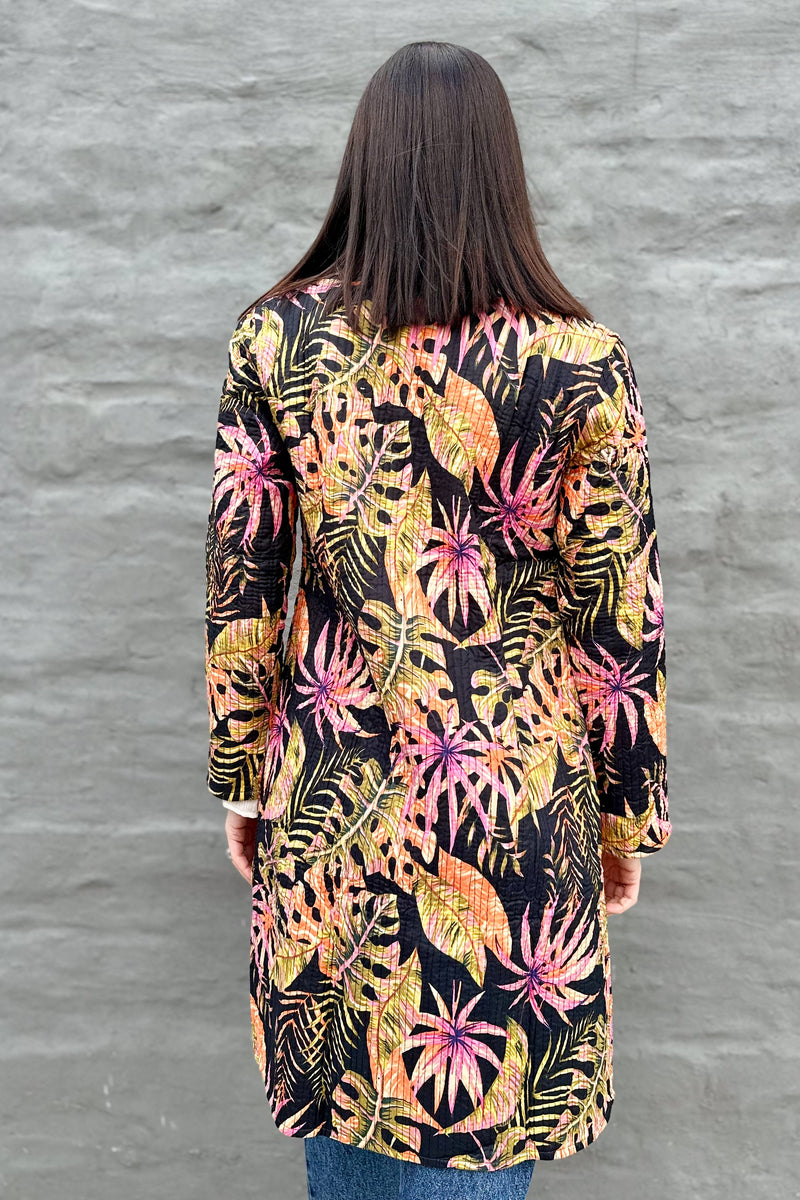Quilted Cotton Coat In Tropical Onyx
