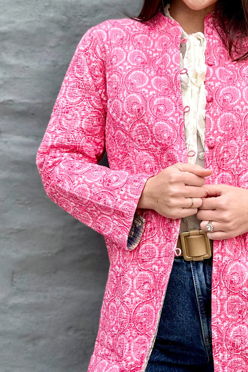 Quilted Cotton Coat In Perfect Pink