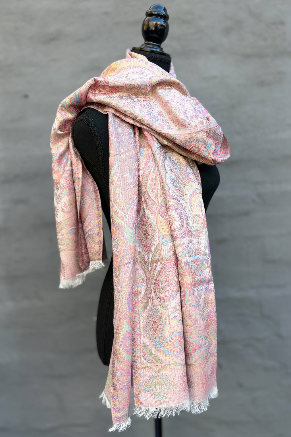 Cashmere & Bamboo Scarf In Pastel Paisley