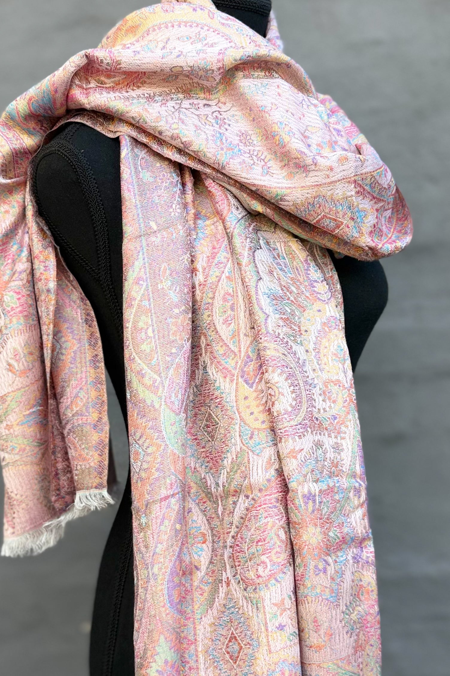 Cashmere & Bamboo Scarf In Pastel Paisley