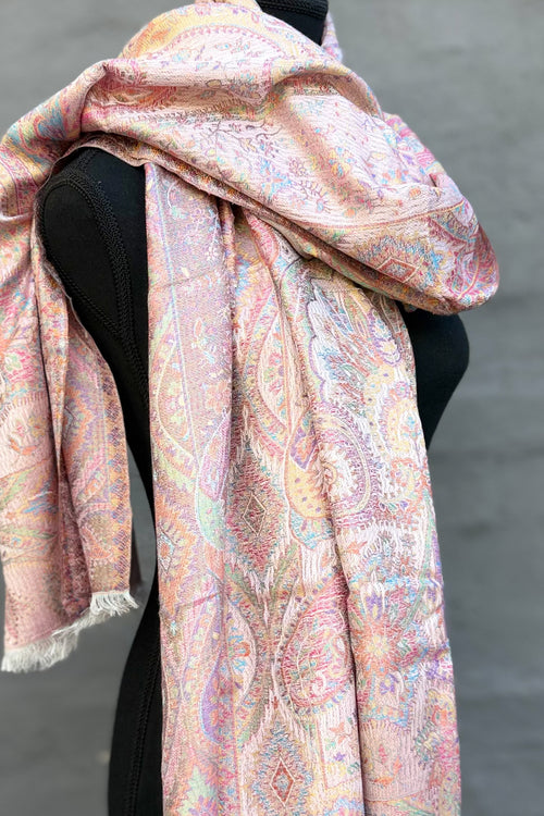 Cashmere & Bamboo Scarf In Pastel Paisley