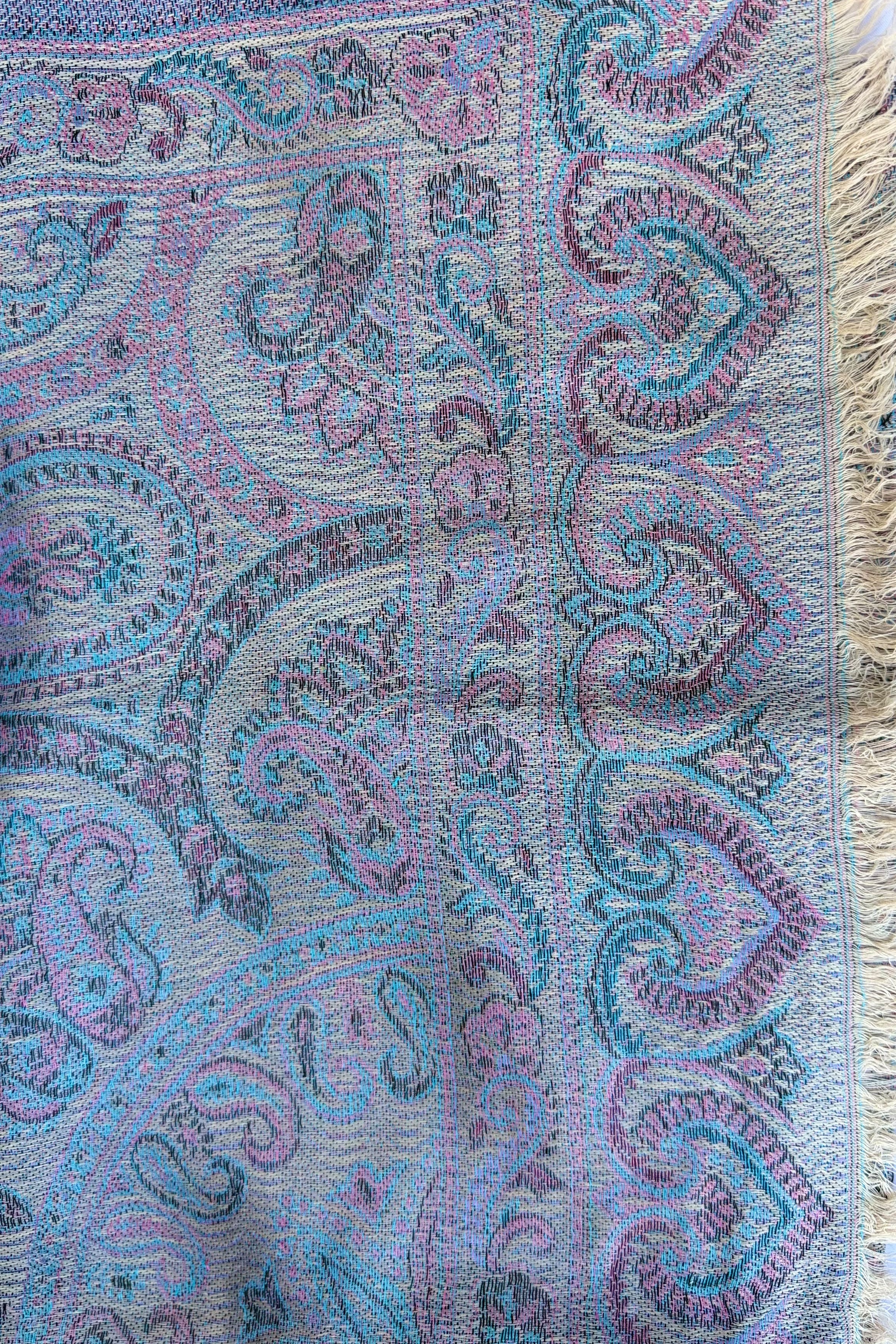 Cashmere & Bamboo Scarf In Blue Lilac Paisley