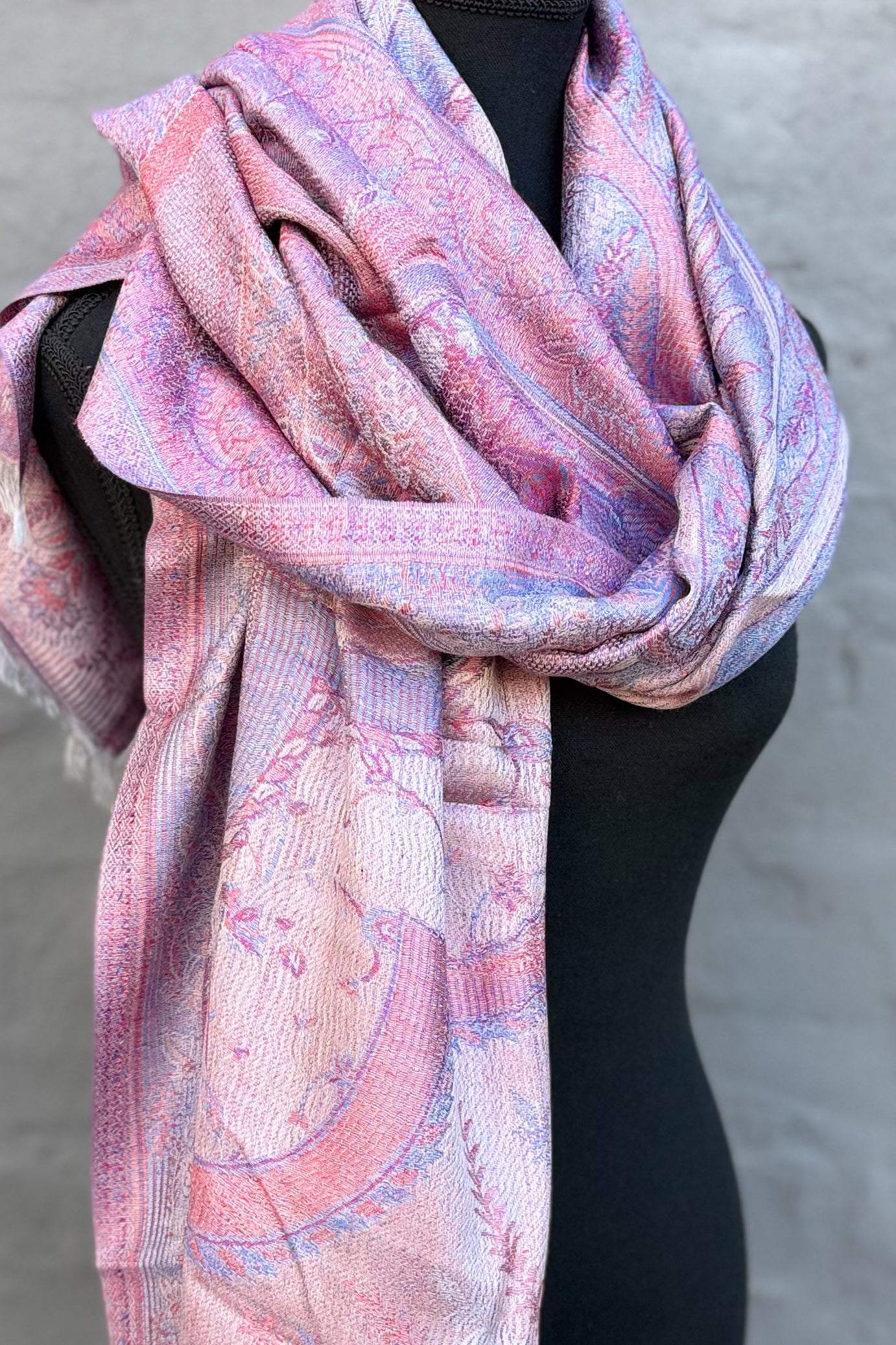 Cashmere & Bamboo Scarf In Rosey Sky