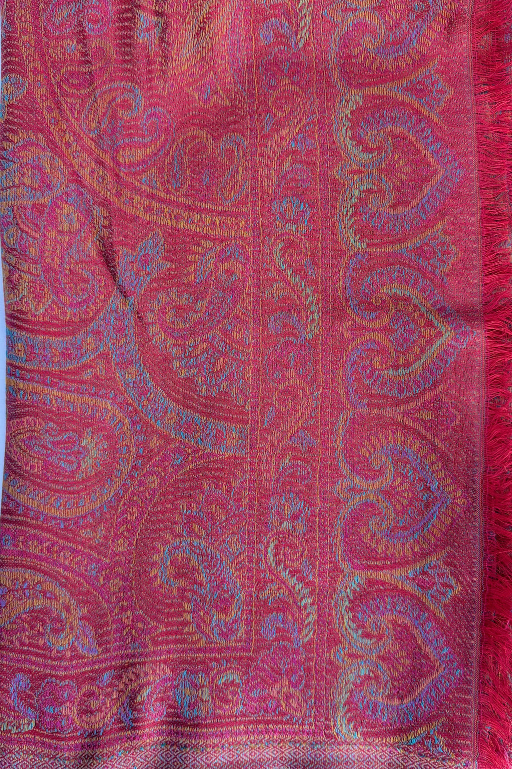 Cashmere & Bamboo Scarf In Scarlet Paisley