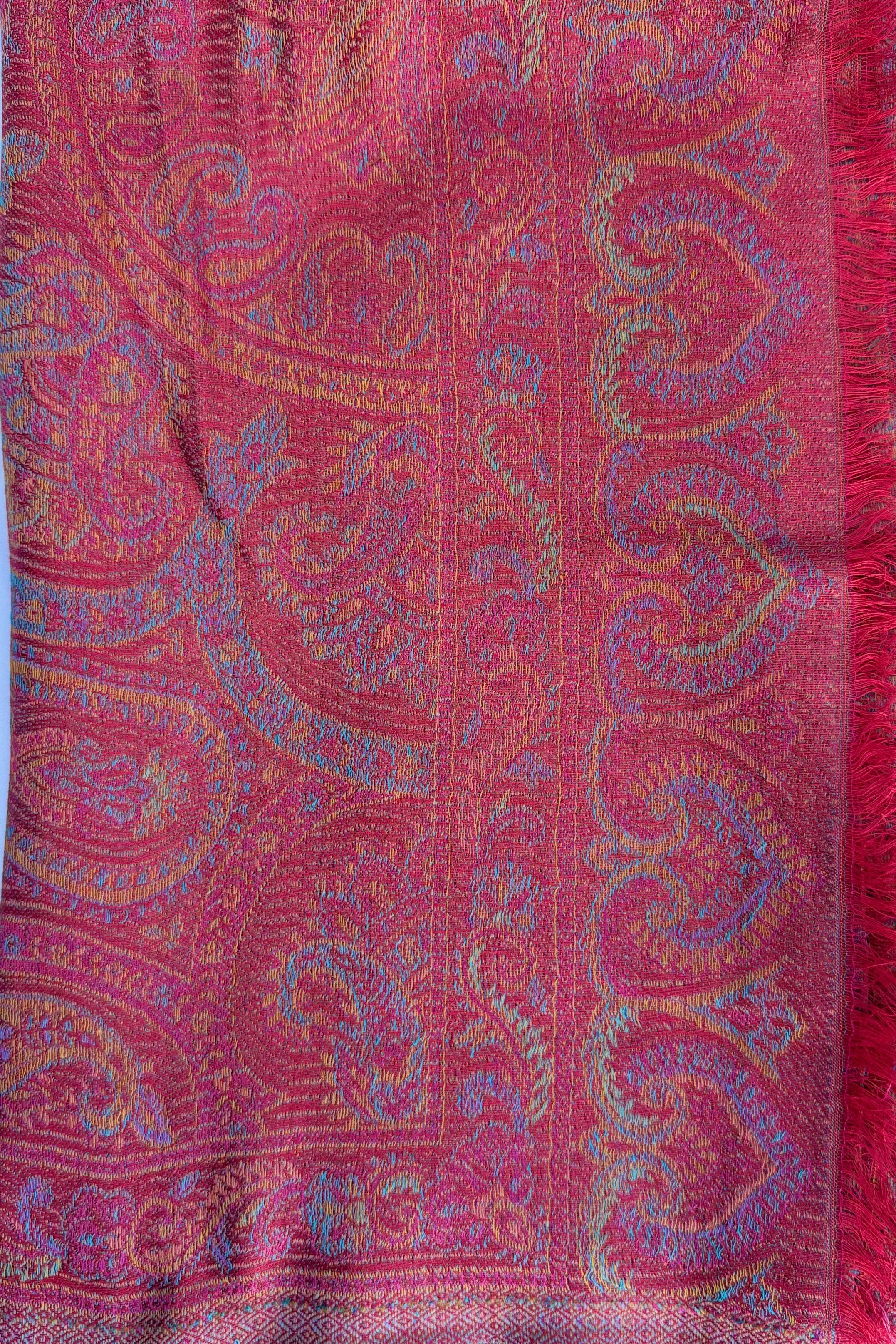 Cashmere & Bamboo Scarf In Scarlet Paisley