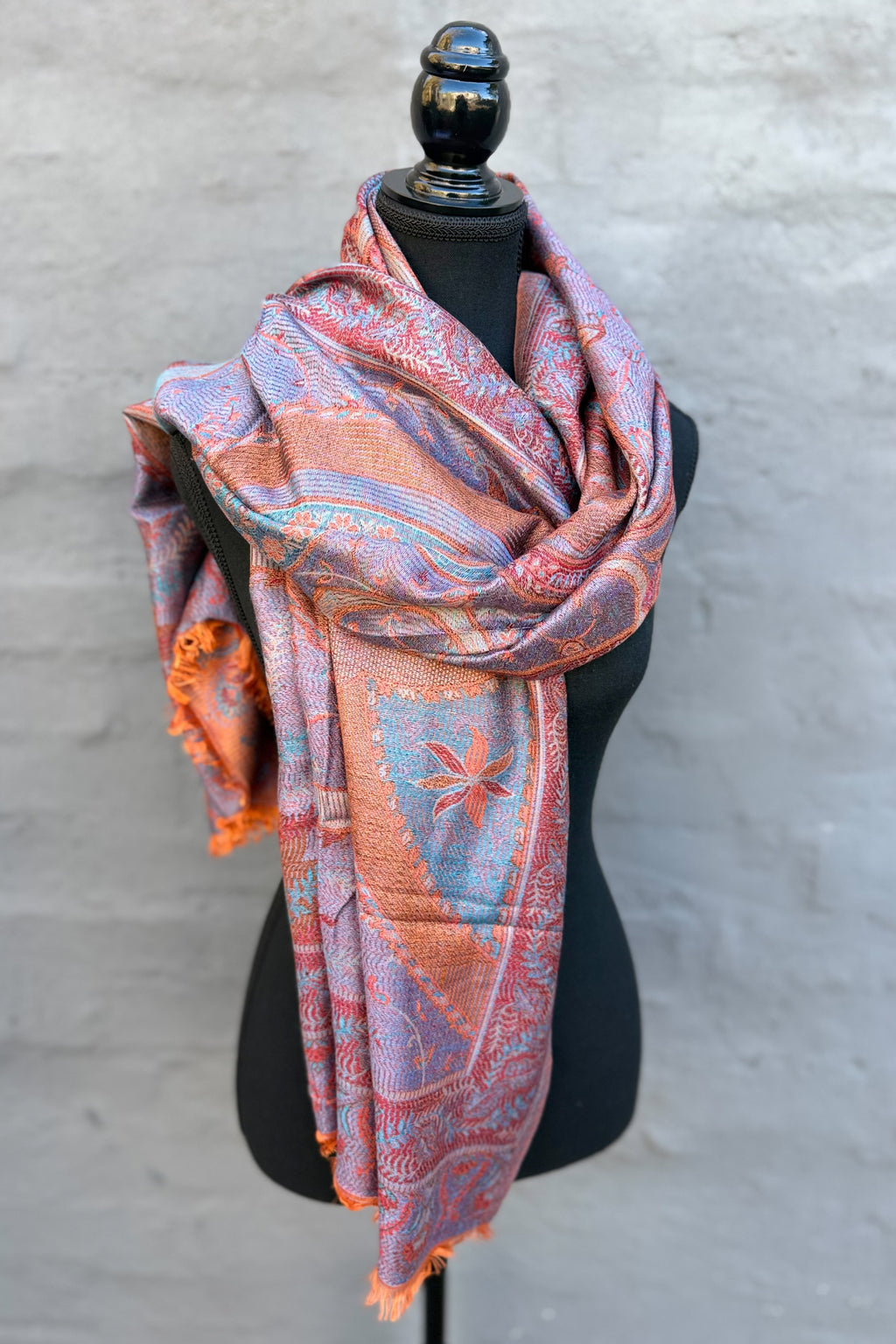 Cashmere & Bamboo Scarf In Burnt Sky