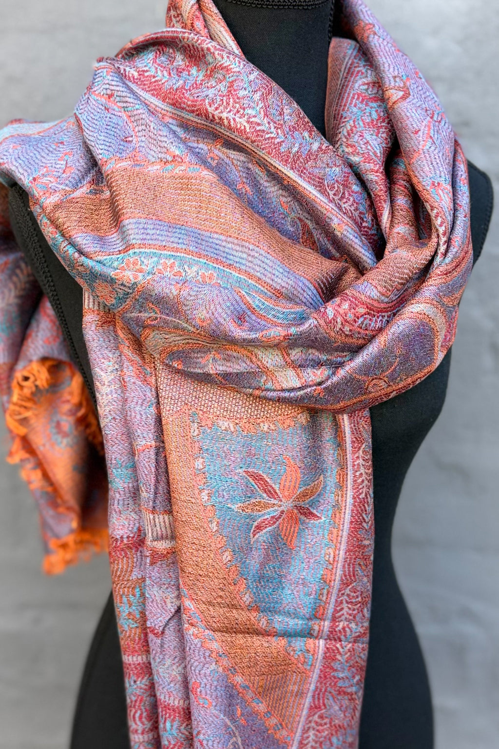 Cashmere & Bamboo Scarf In Burnt Sky