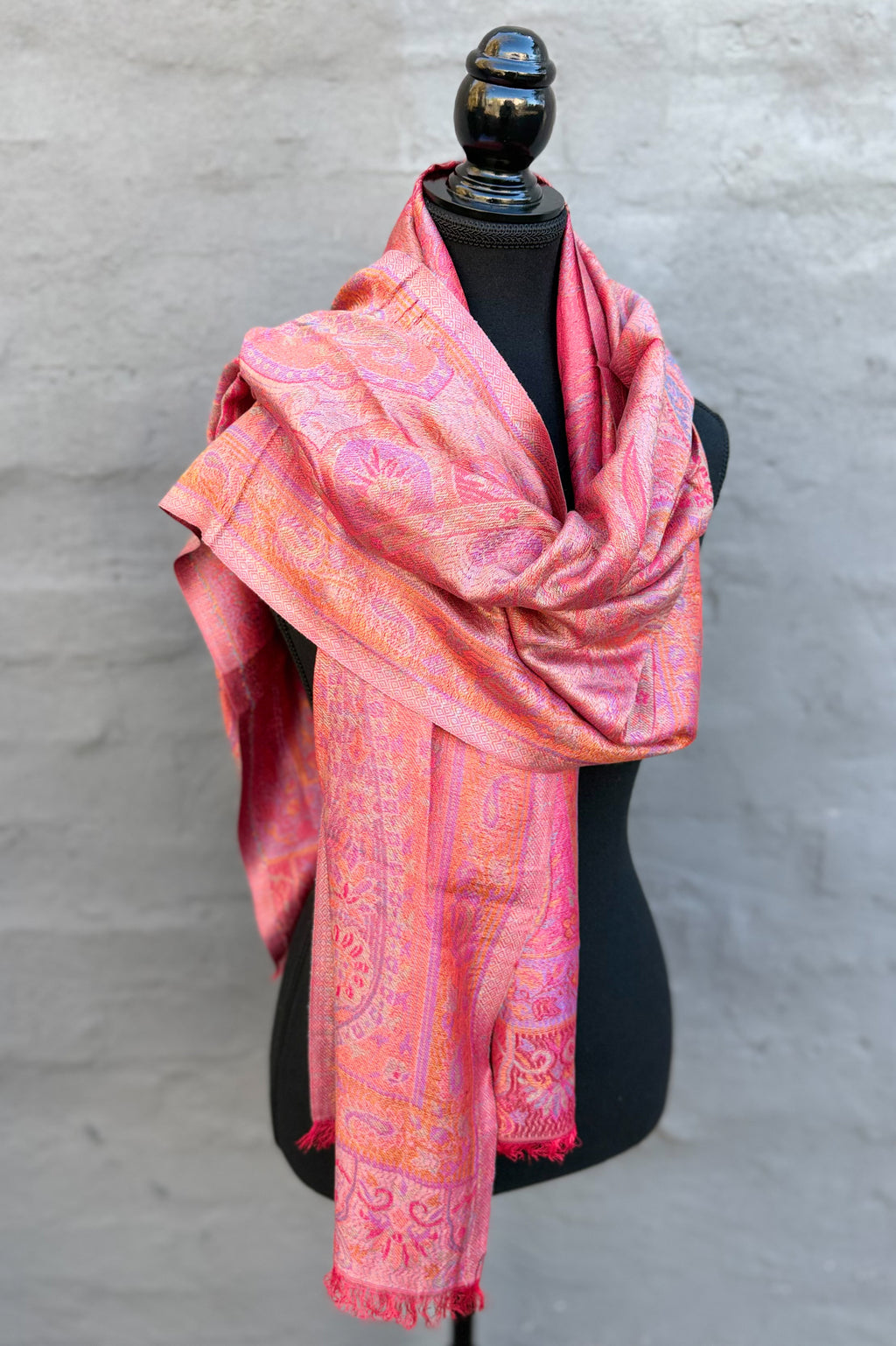 Cashmere & Bamboo Scarf In Crimson Charm