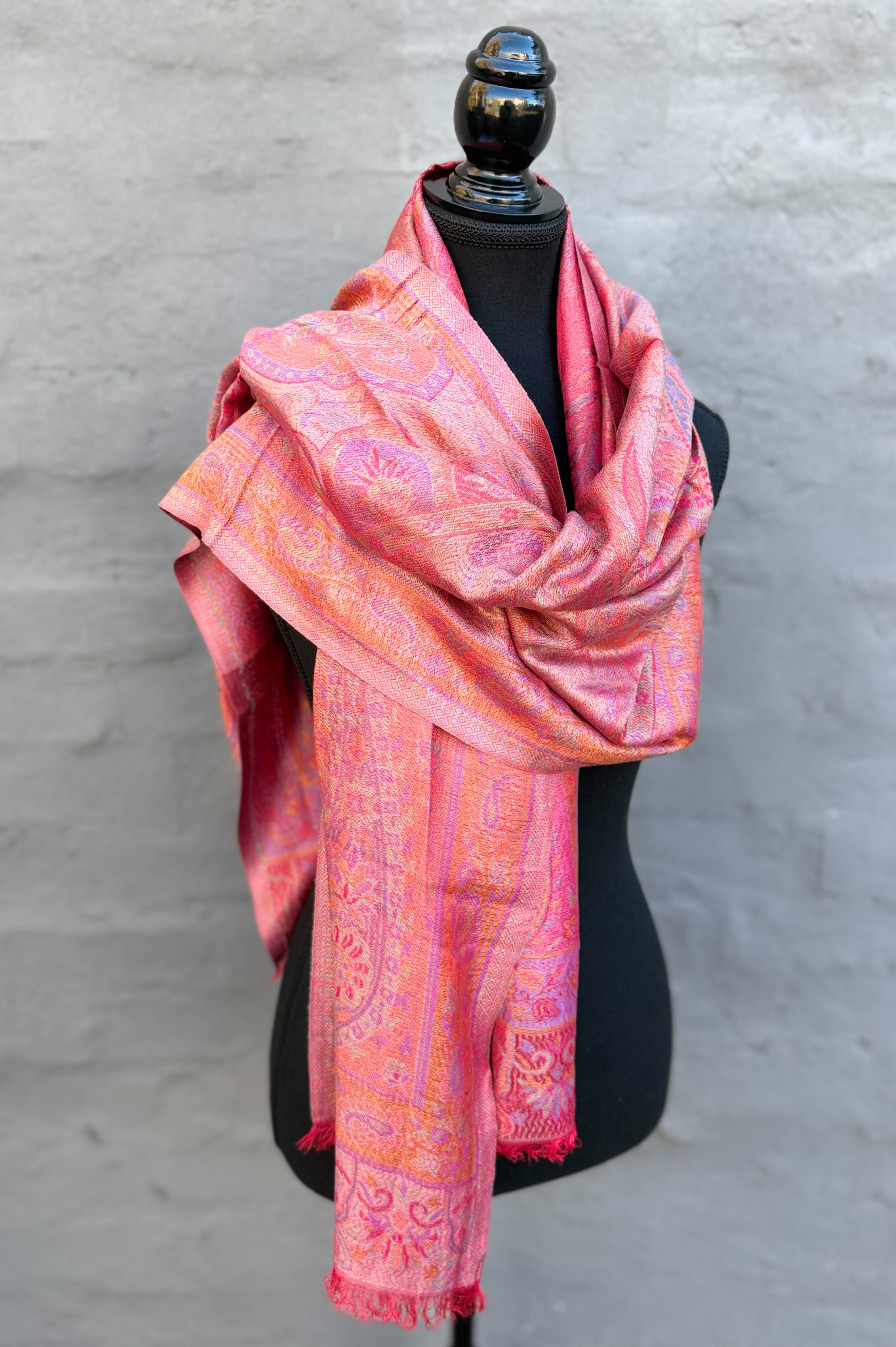 Cashmere & Bamboo Scarf In Crimson Charm