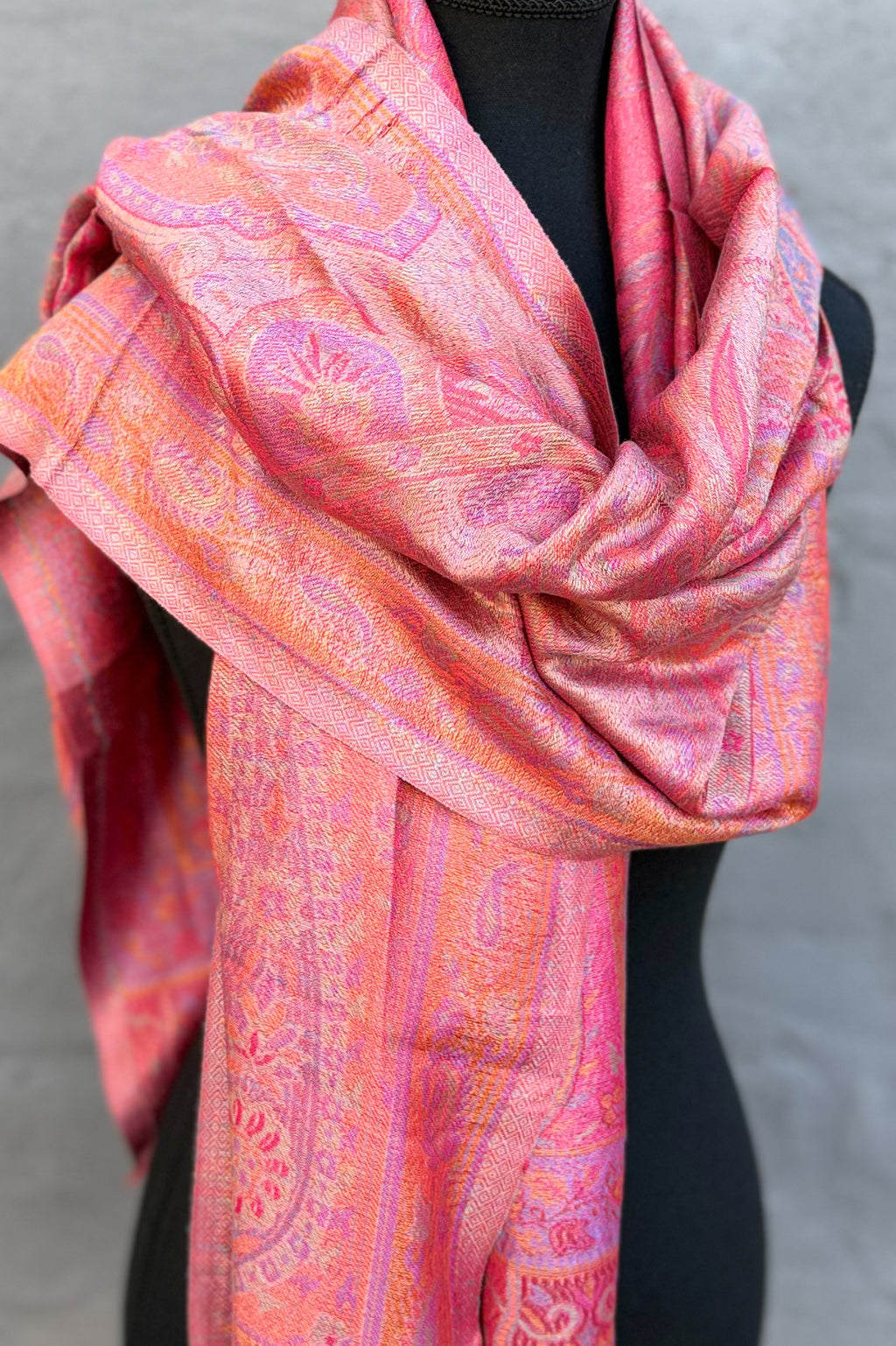 Cashmere & Bamboo Scarf In Crimson Charm