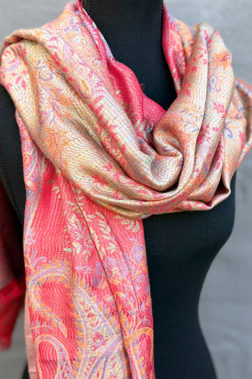 Cashmere & Bamboo Scarf In Ruby Glow