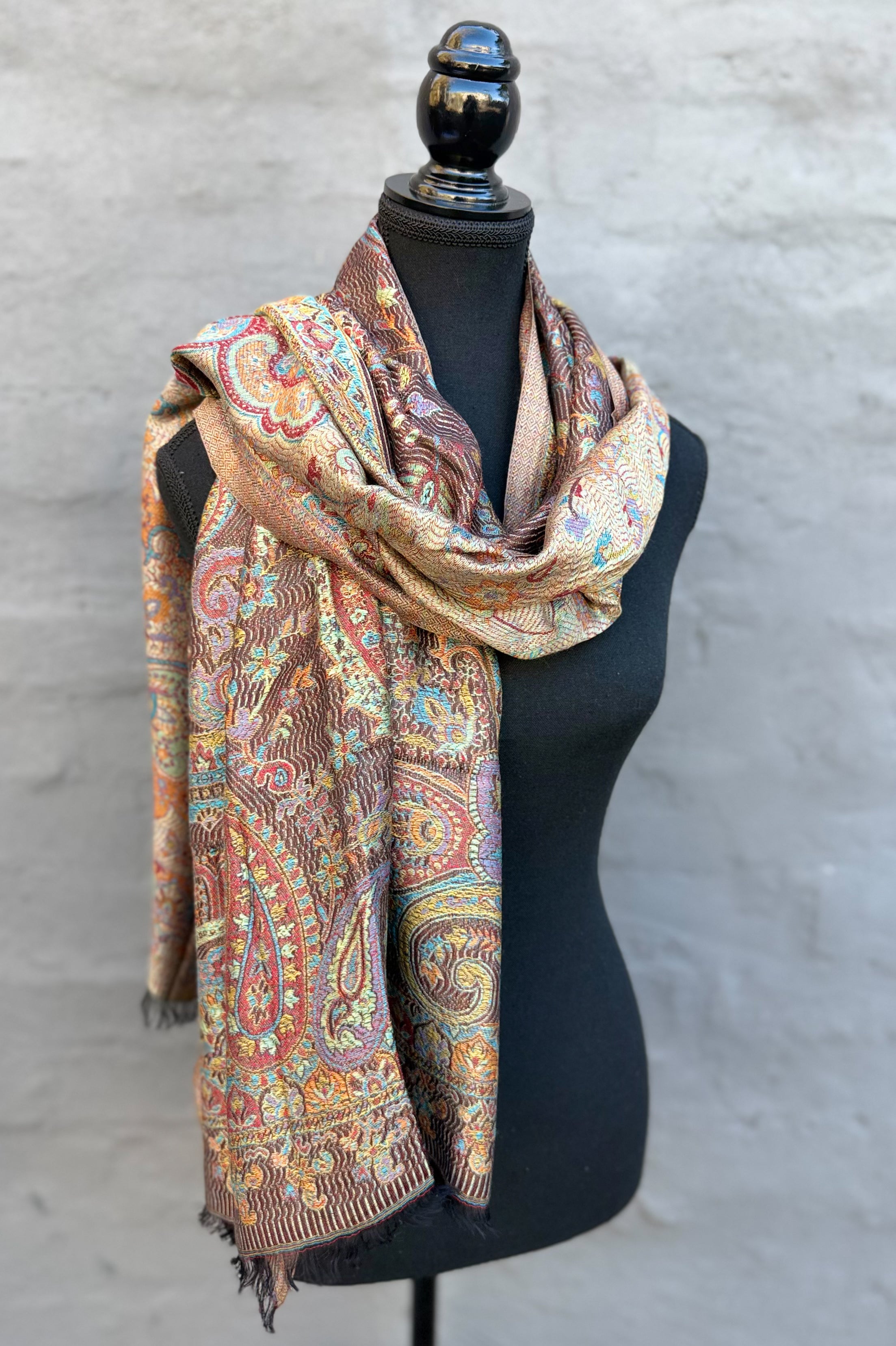 Cashmere & Bamboo Scarf In Golden Onyx