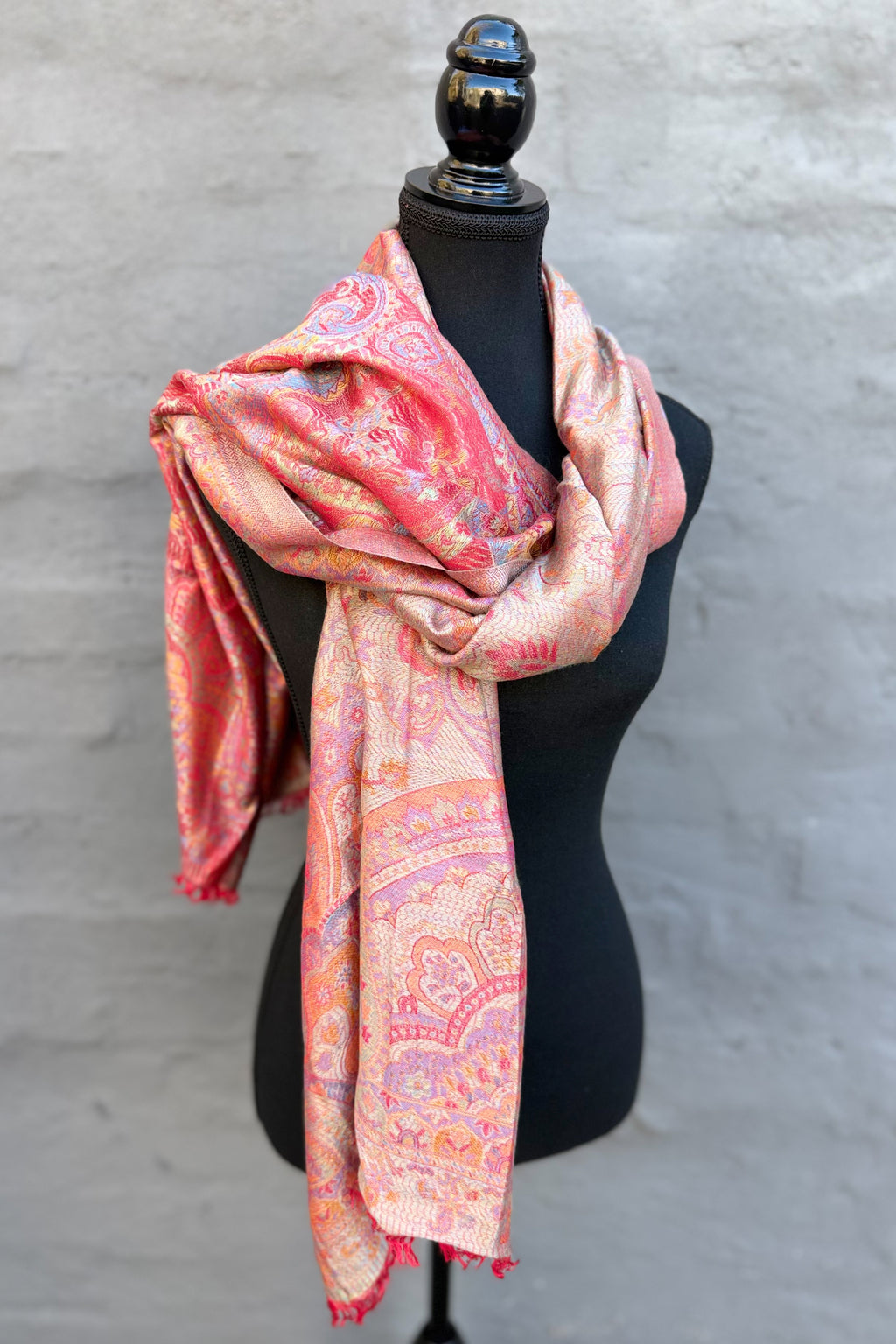 Cashmere & Bamboo Scarf In Golden Ruby
