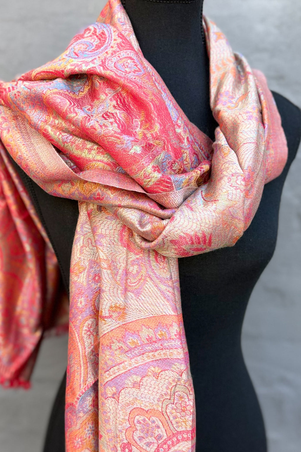 Cashmere & Bamboo Scarf In Golden Ruby