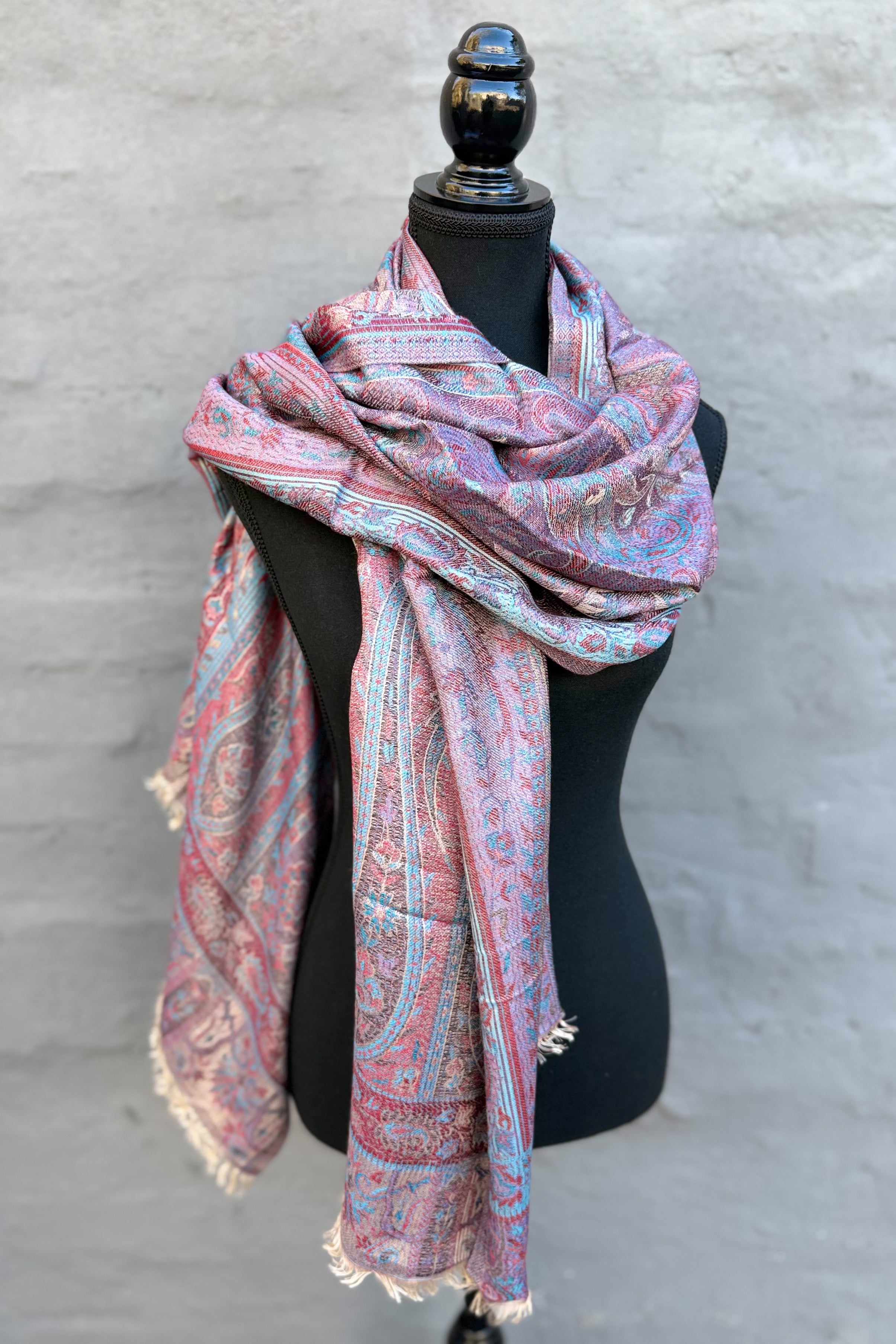 Cashmere & Bamboo Scarf In Violet Paisley