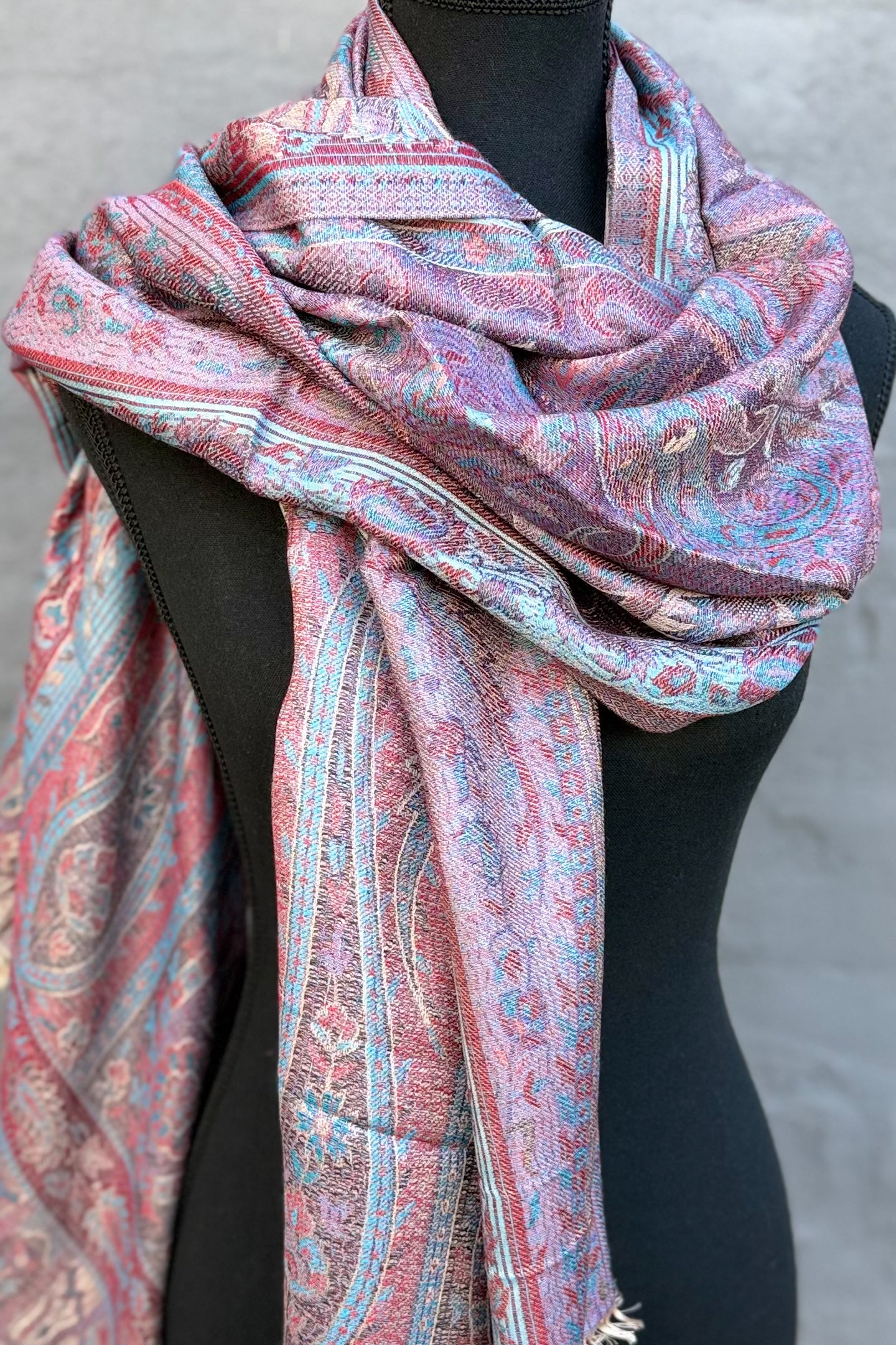 Cashmere & Bamboo Scarf In Violet Paisley