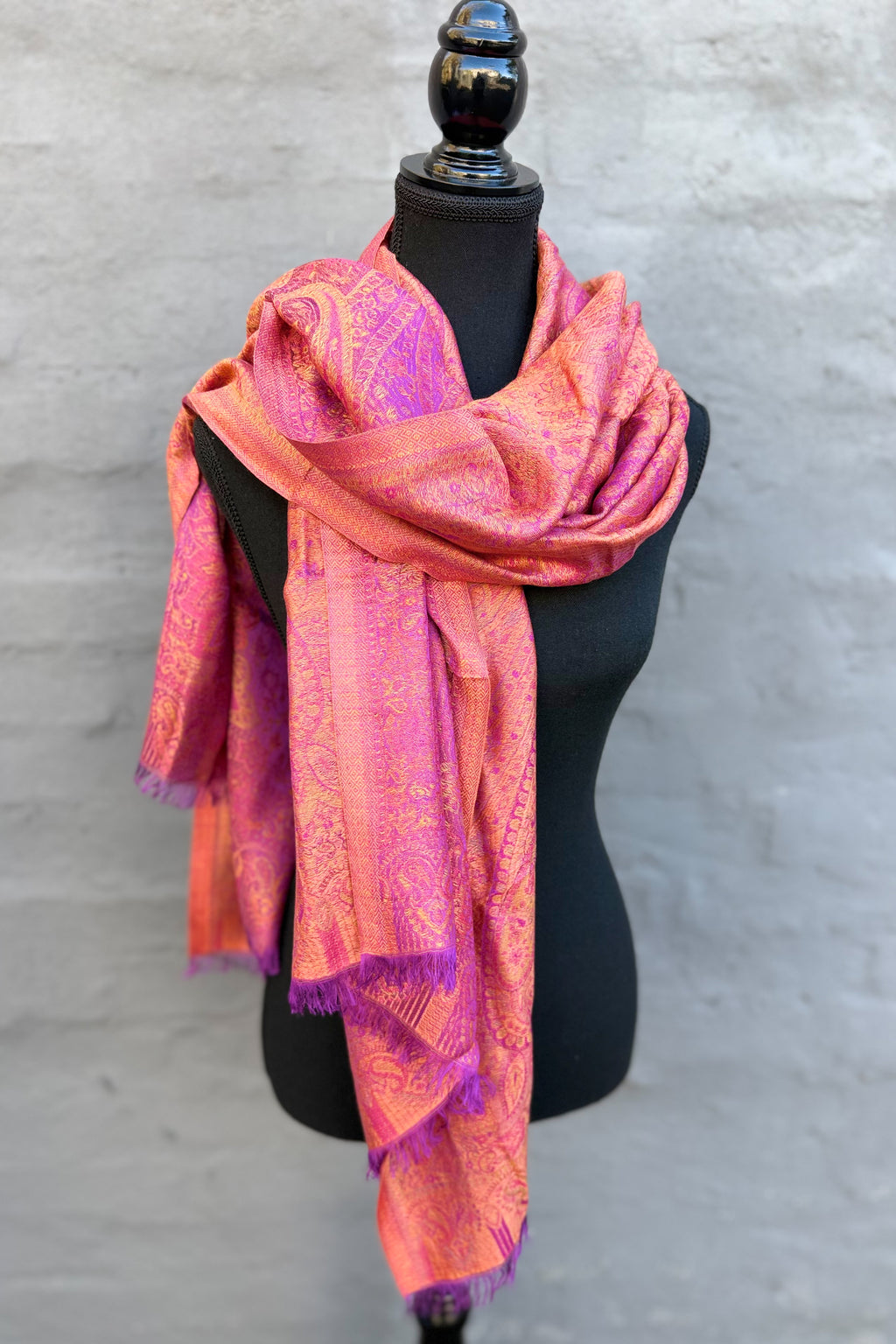Cashmere & Bamboo Scarf In Ruby Violet