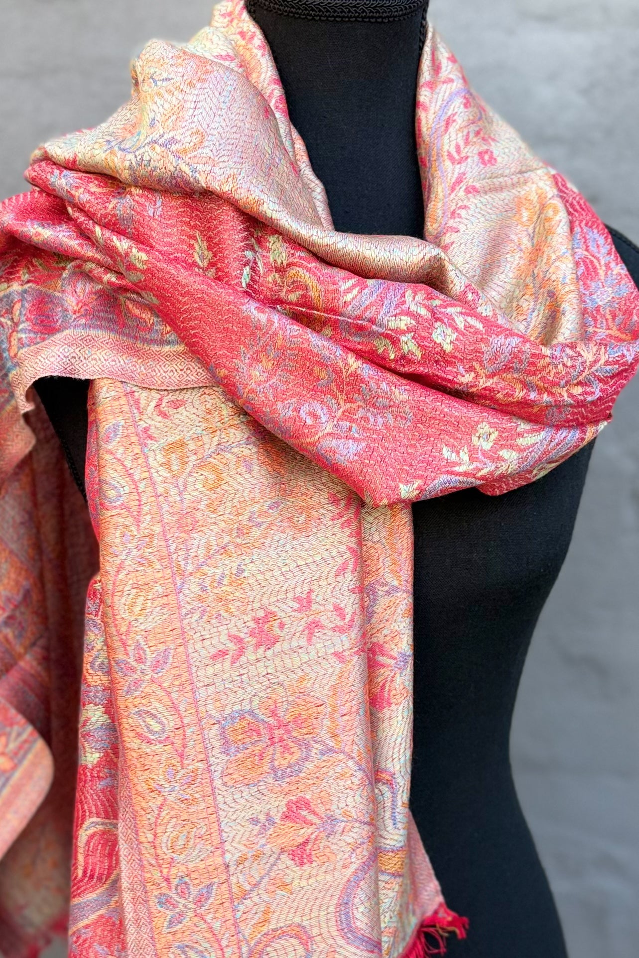 Cashmere & Bamboo Scarf In Golden Fire
