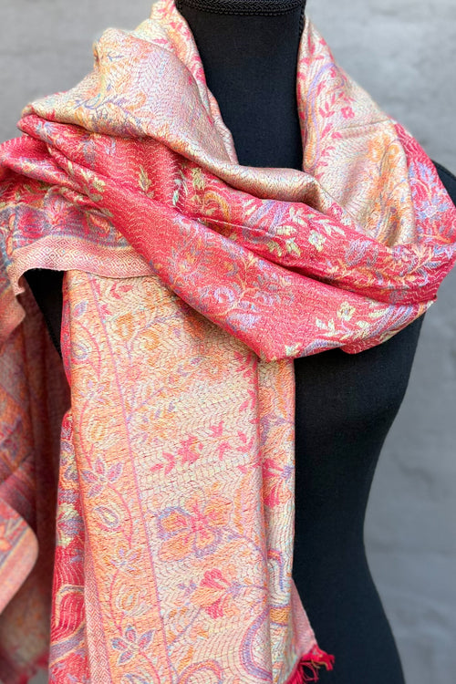 Cashmere & Bamboo Scarf In Golden Fire
