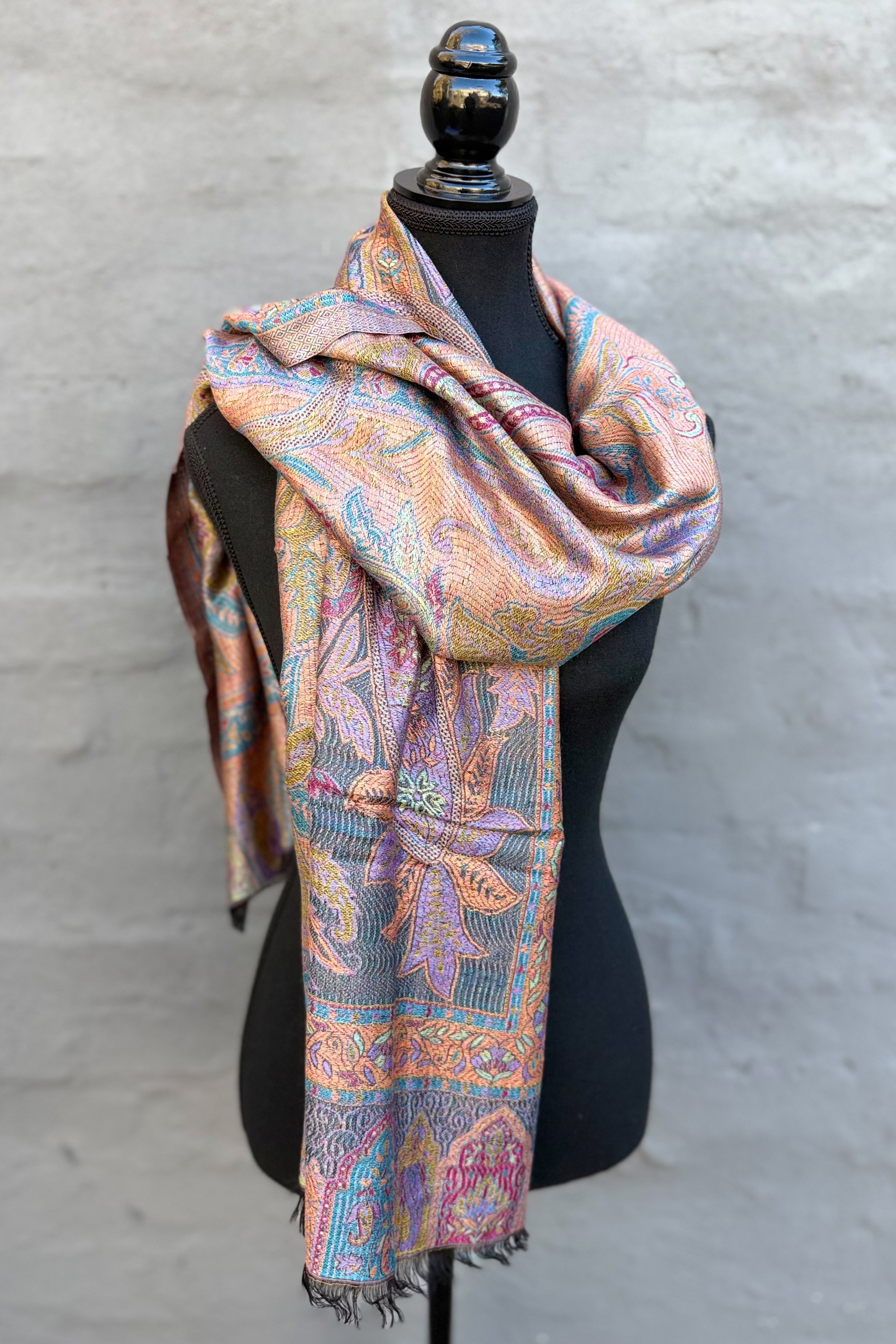 Cashmere & Bamboo Scarf In Jasper Garden