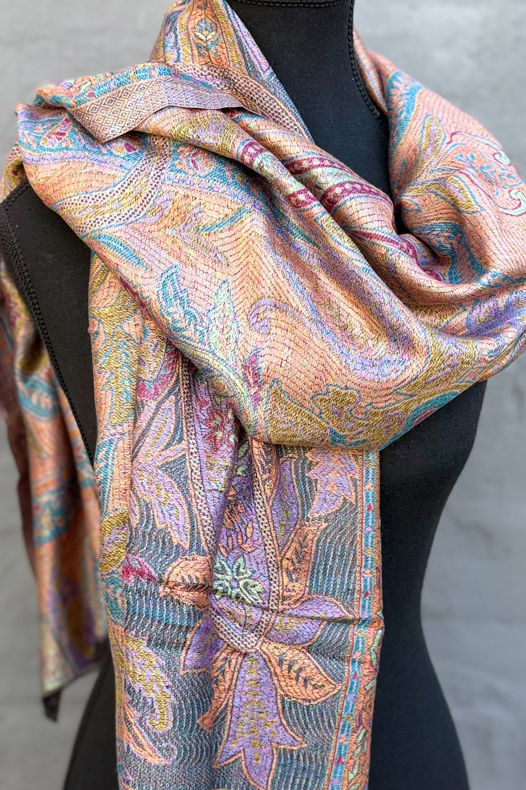 Cashmere & Bamboo Scarf In Jasper Garden