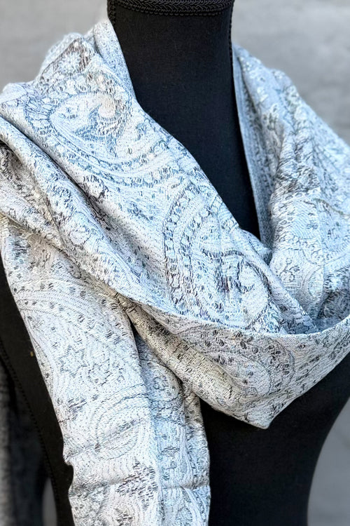 Cashmere & Bamboo Scarf In Silvery Floral