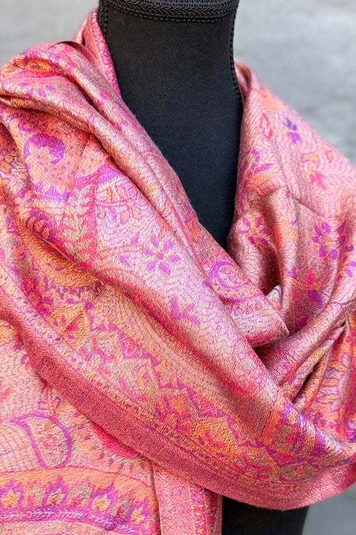 Cashmere & Bamboo Scarf In Poppy Red