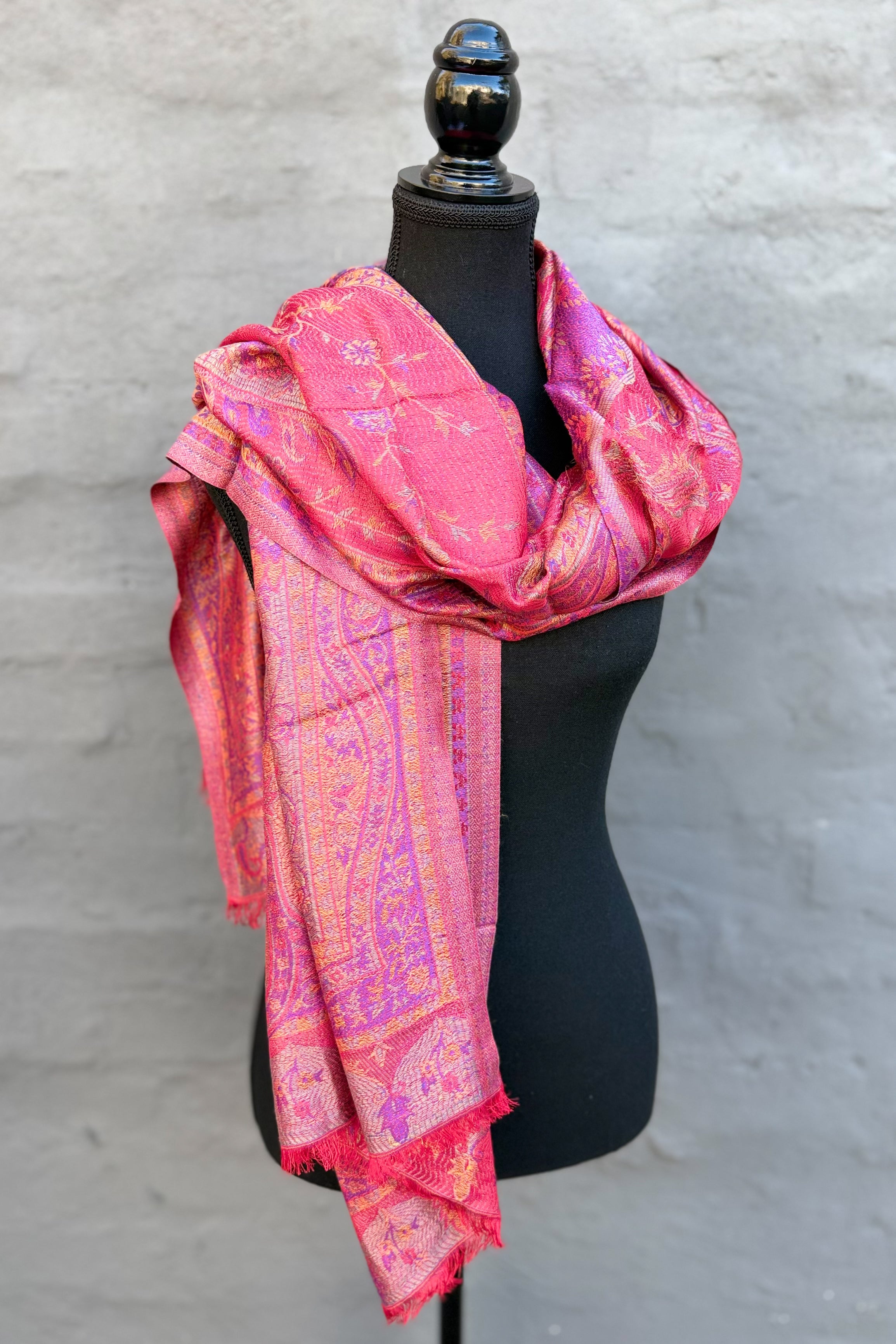 Cashmere & Bamboo Scarf In Radient Cherry