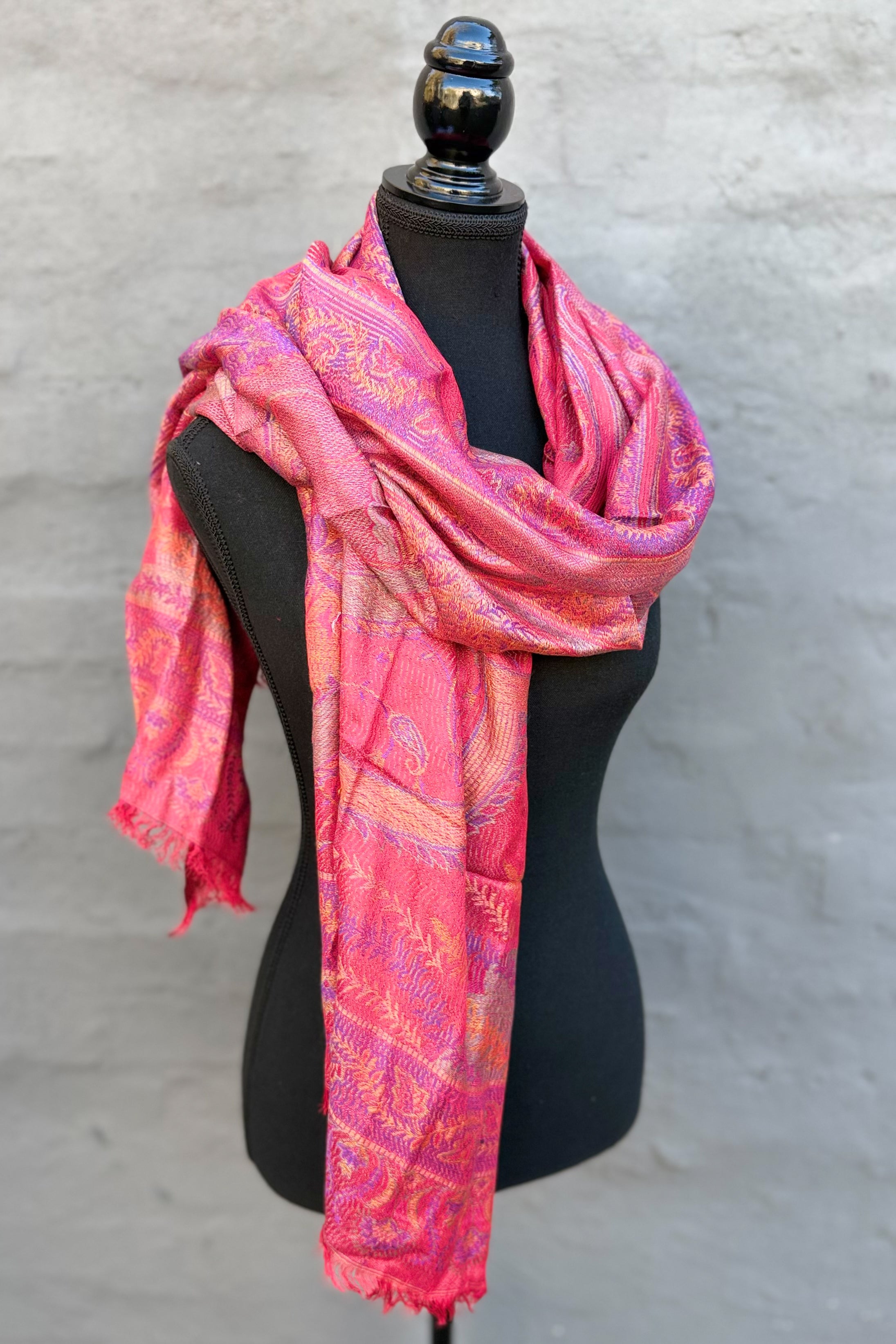 Cashmere & Bamboo Scarf In Cherry Plum