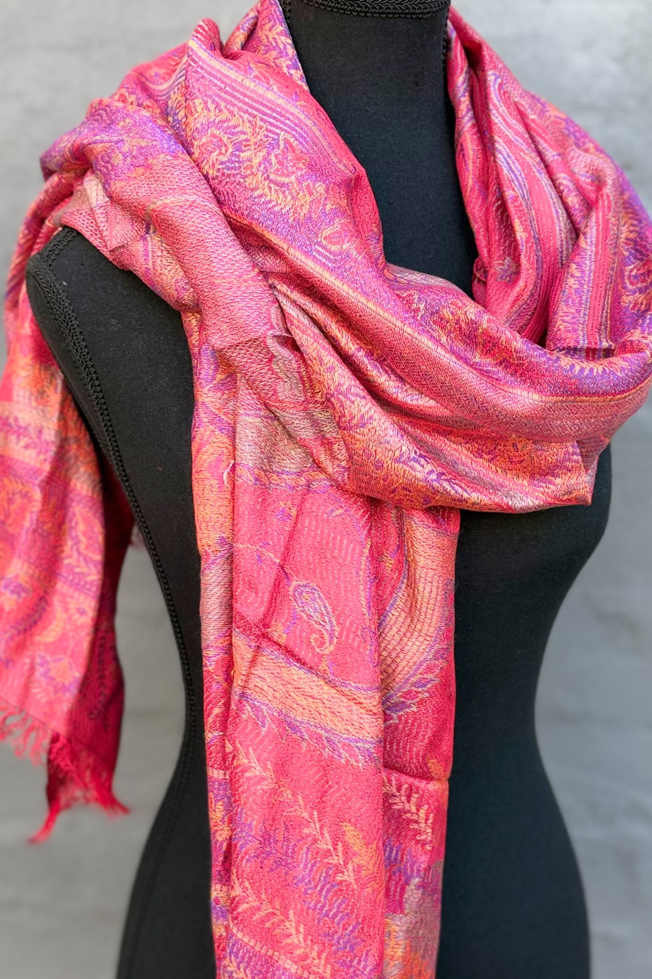 Cashmere & Bamboo Scarf In Cherry Plum