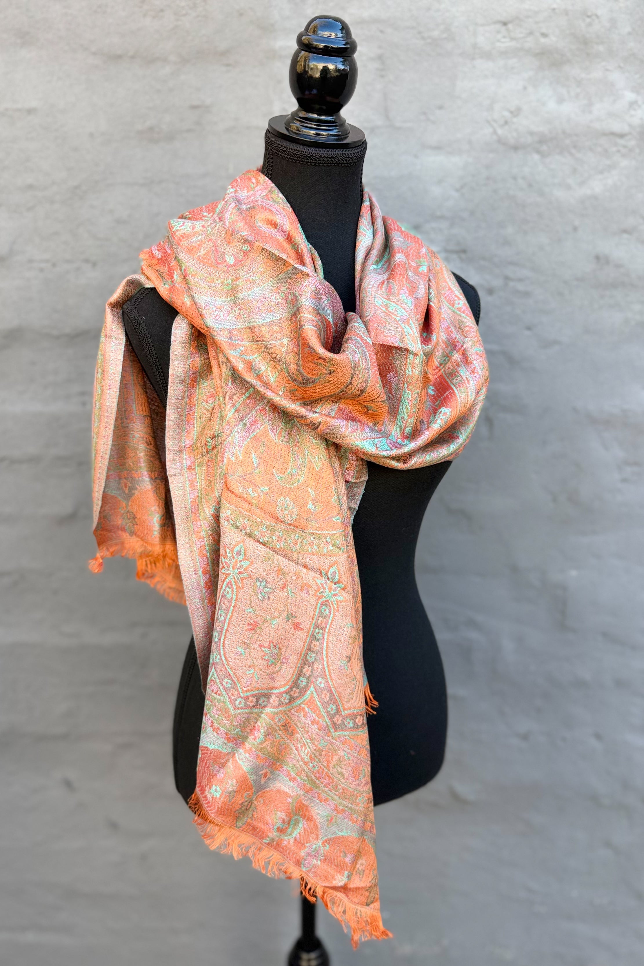 Cashmere & Bamboo Scarf In Sunset Olive