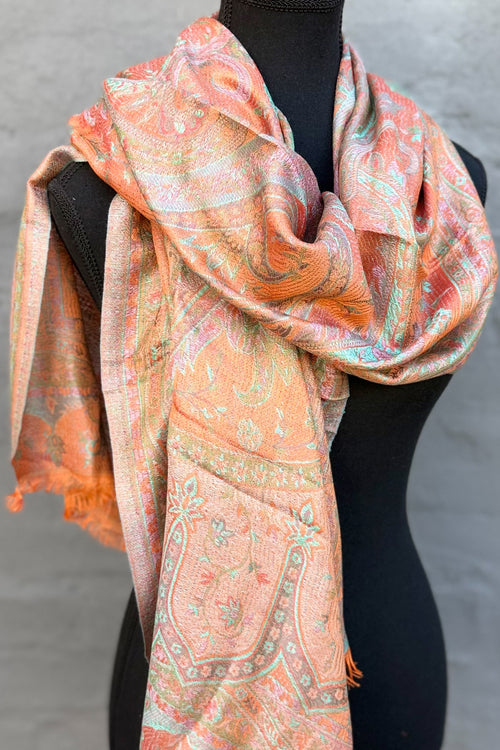 Cashmere & Bamboo Scarf In Sunset Olive