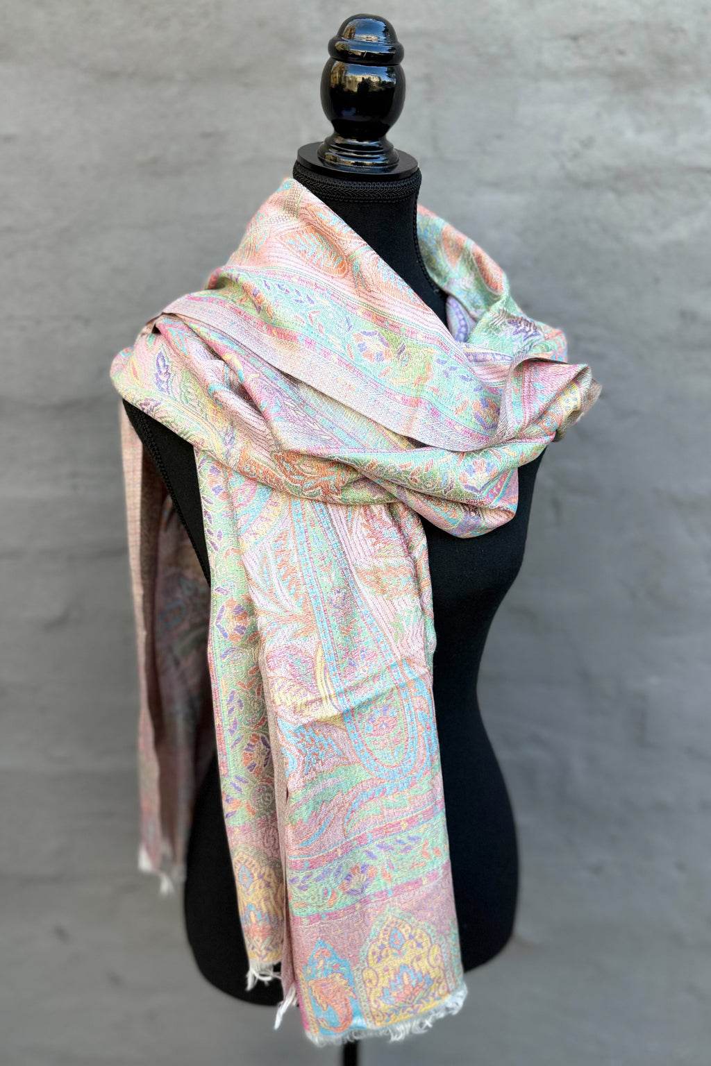 Cashmere & Bamboo Scarf In Pastel Rainbow